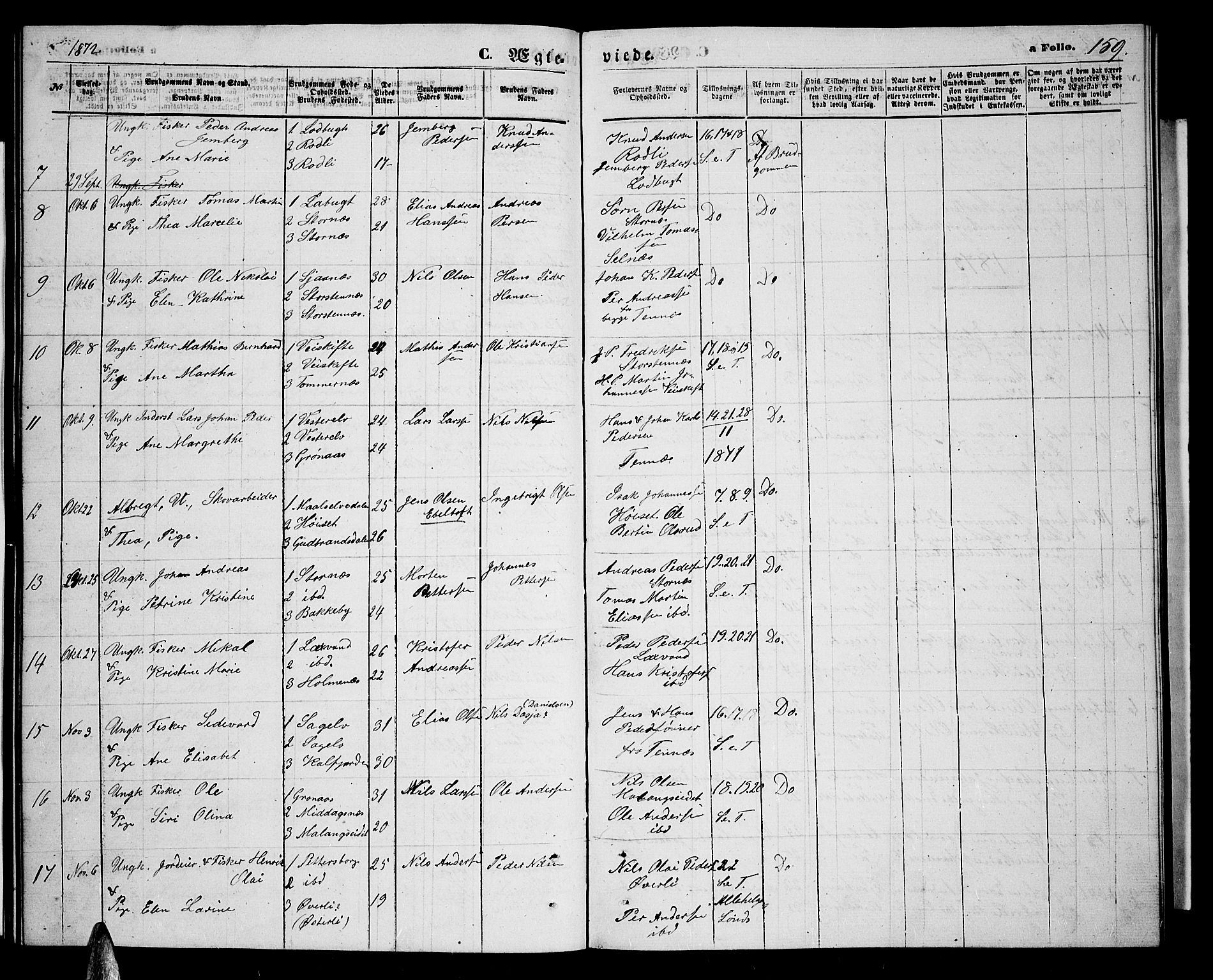Balsfjord sokneprestembete, AV/SATØ-S-1303/G/Gab/L0006klokker: Klokkerbok nr. 6, 1863-1878, s. 159