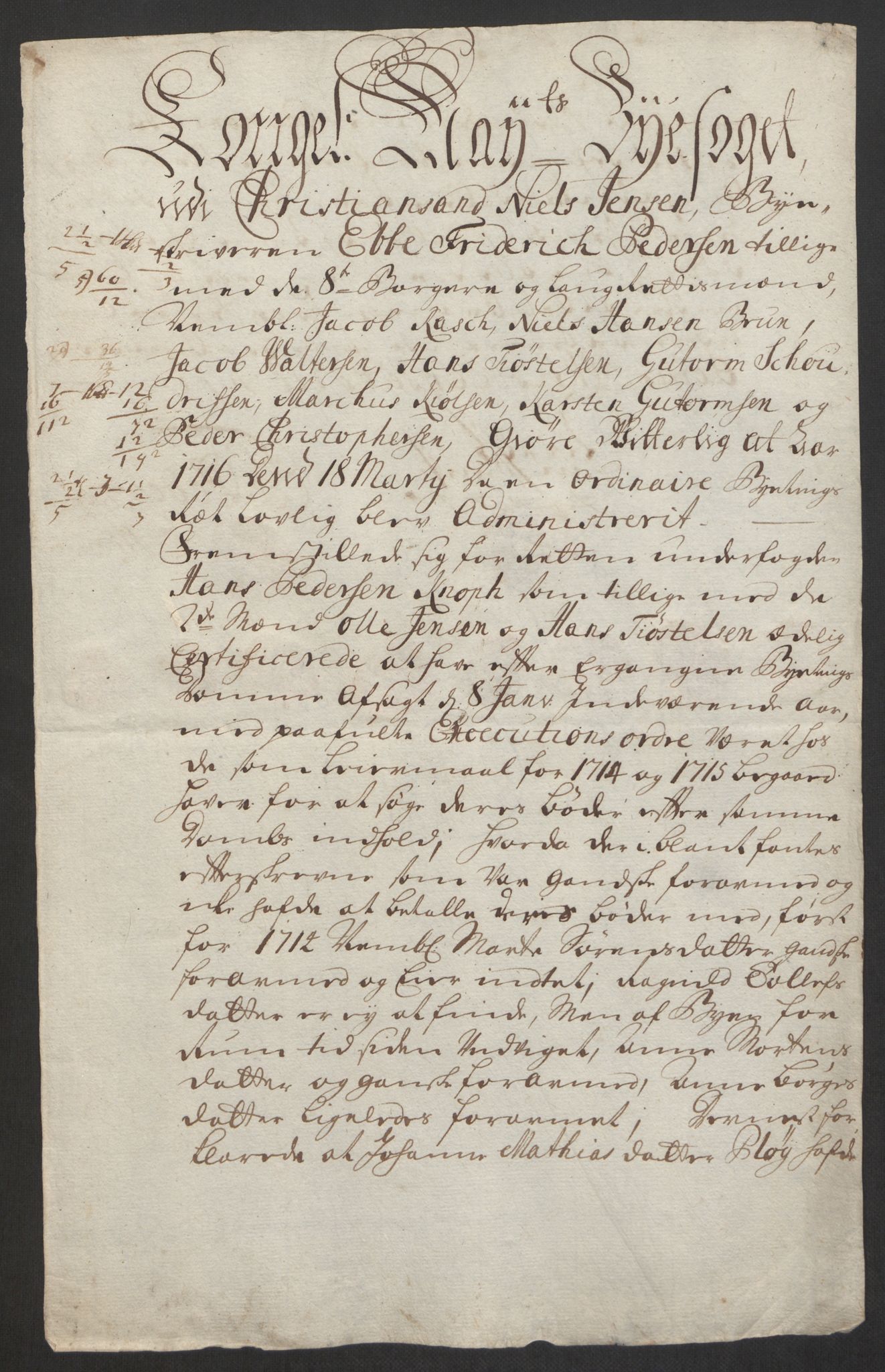 Rentekammeret inntil 1814, Reviderte regnskaper, Byregnskaper, RA/EA-4066/R/Rm/L0285: [M18] Sikt og sakefall, 1681-1718, s. 442