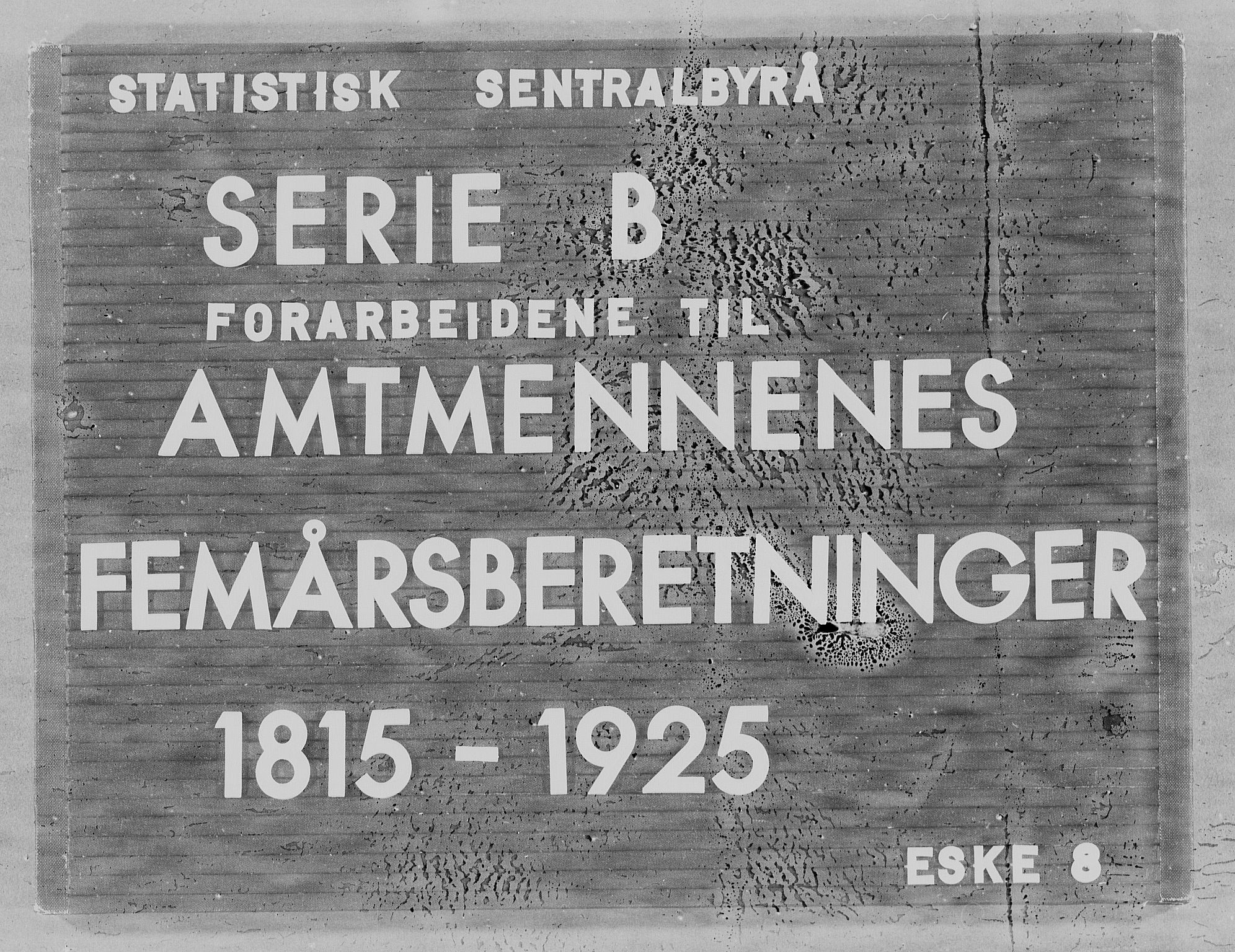 Statistisk sentralbyrå, Næringsøkonomiske emner, Generelt - Amtmennenes femårsberetninger, RA/S-2233/F/Fa/L0008: --, 1846-1855, s. 1