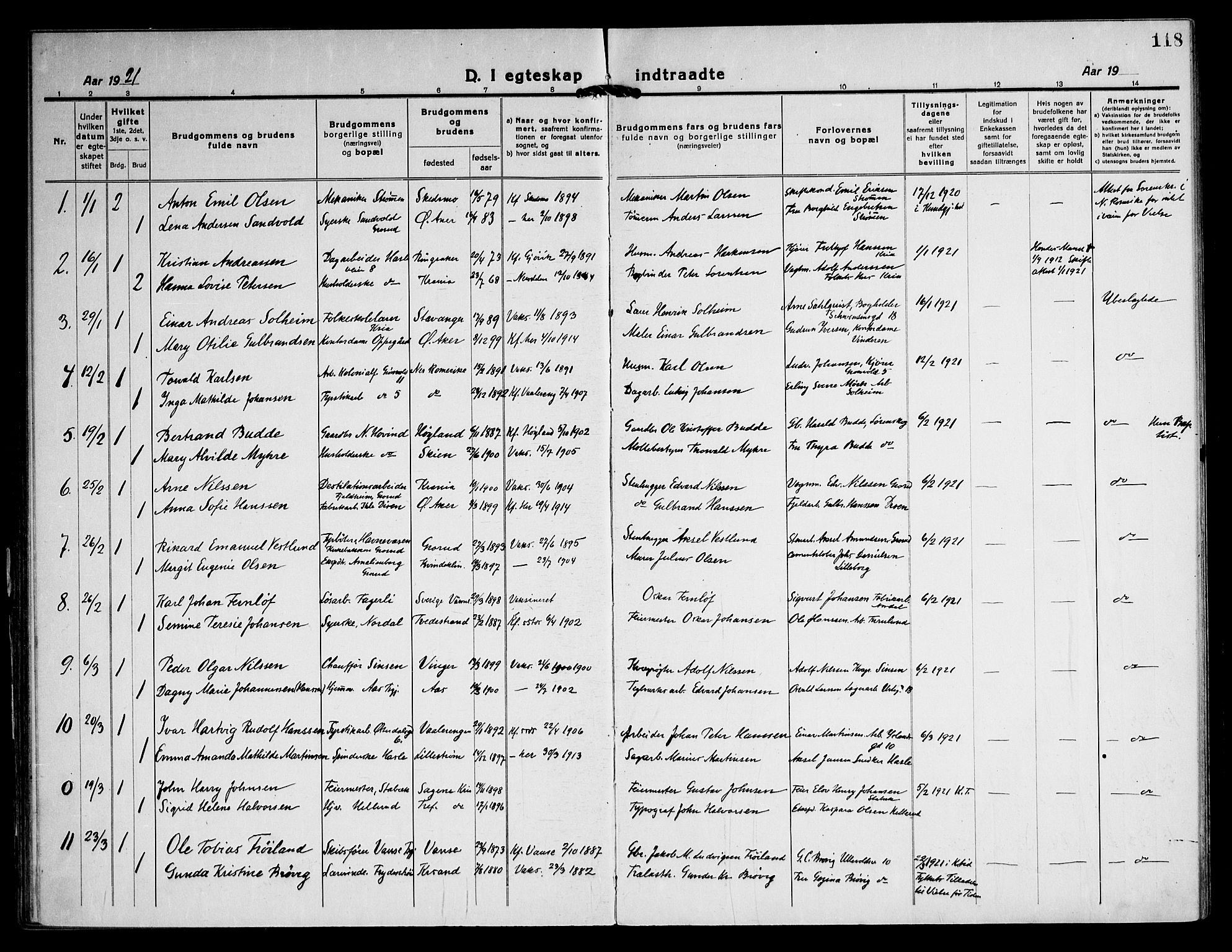 Østre Aker prestekontor Kirkebøker, SAO/A-10840/F/Fa/L0013: Ministerialbok nr. I 13, 1918-1929, s. 118