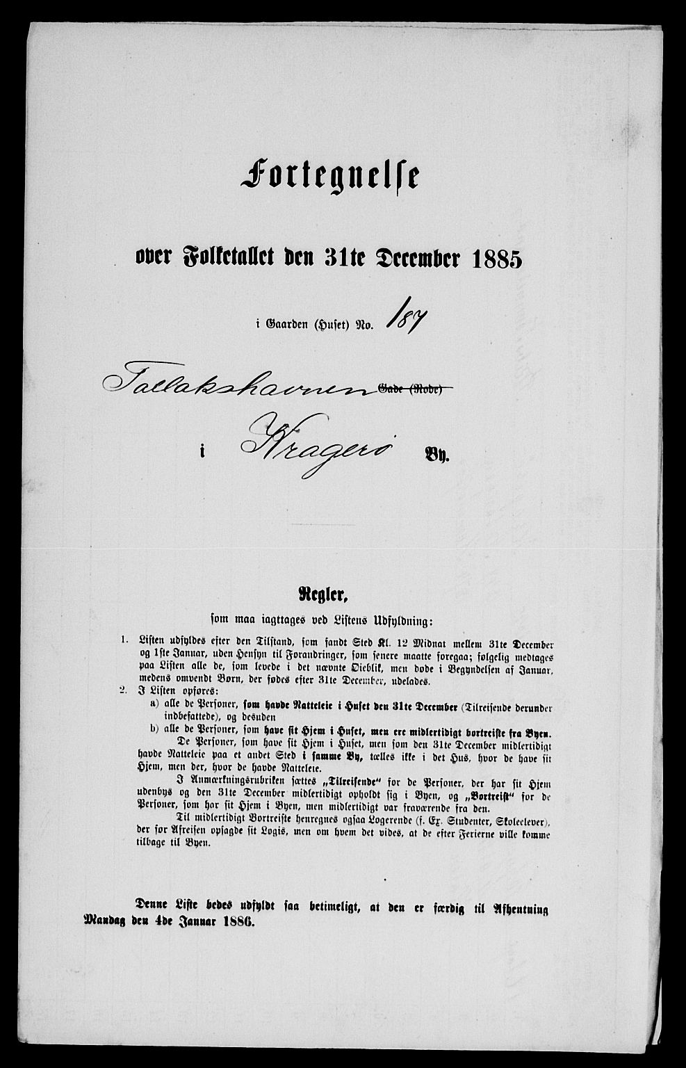SAKO, Folketelling 1885 for 0801 Kragerø kjøpstad, 1885, s. 401