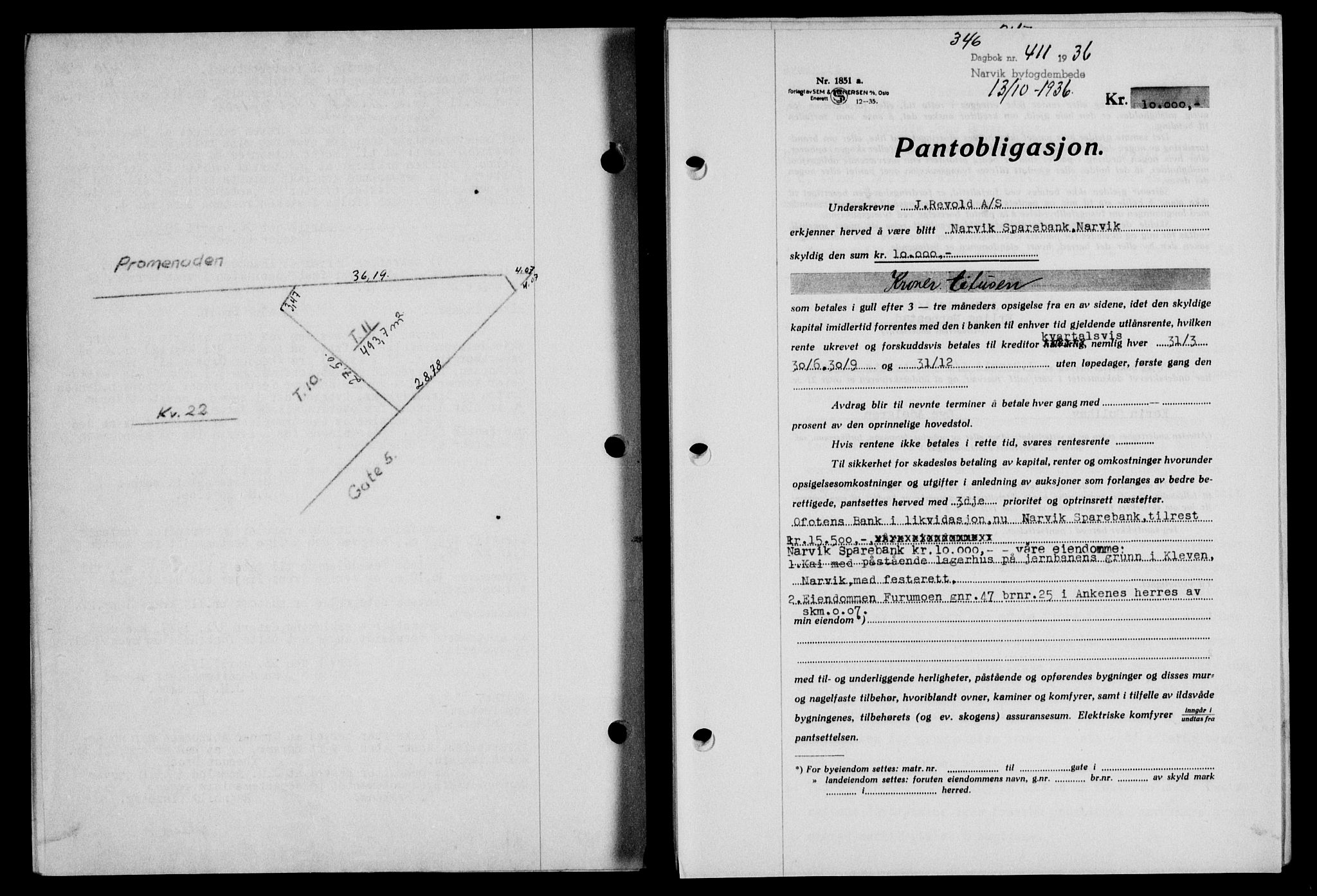 Narvik sorenskriveri, SAT/A-0002/1/2/2C/2Ca/L0011: Pantebok nr. 14, 1935-1937, Tingl.dato: 13.10.1936