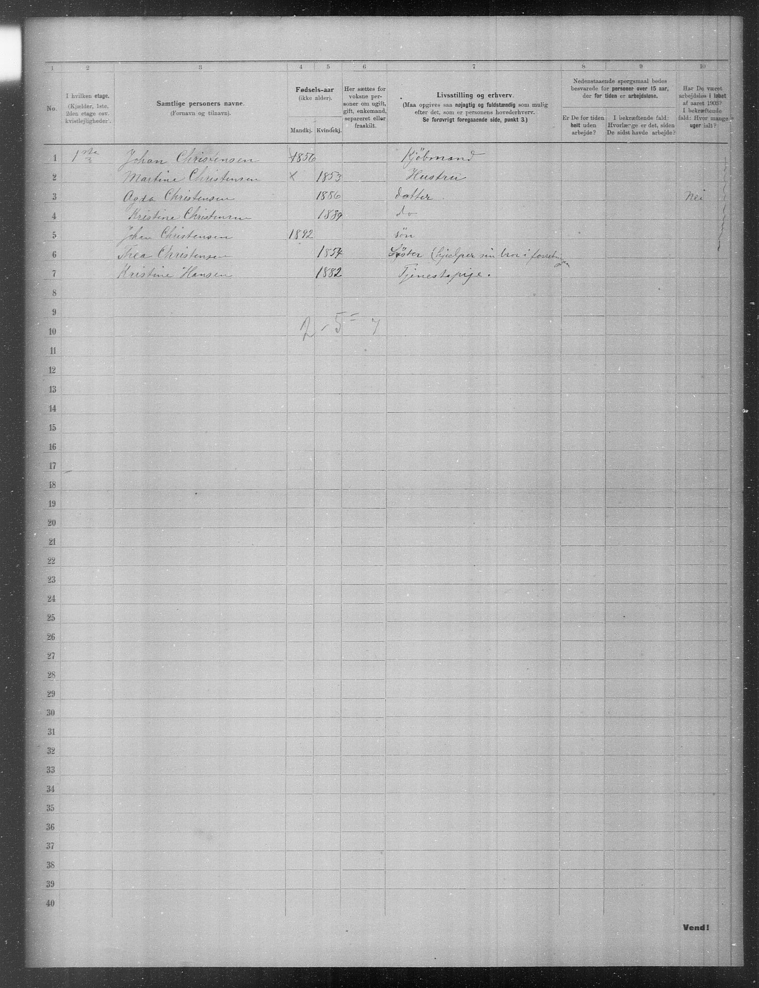 OBA, Kommunal folketelling 31.12.1903 for Kristiania kjøpstad, 1903, s. 16445