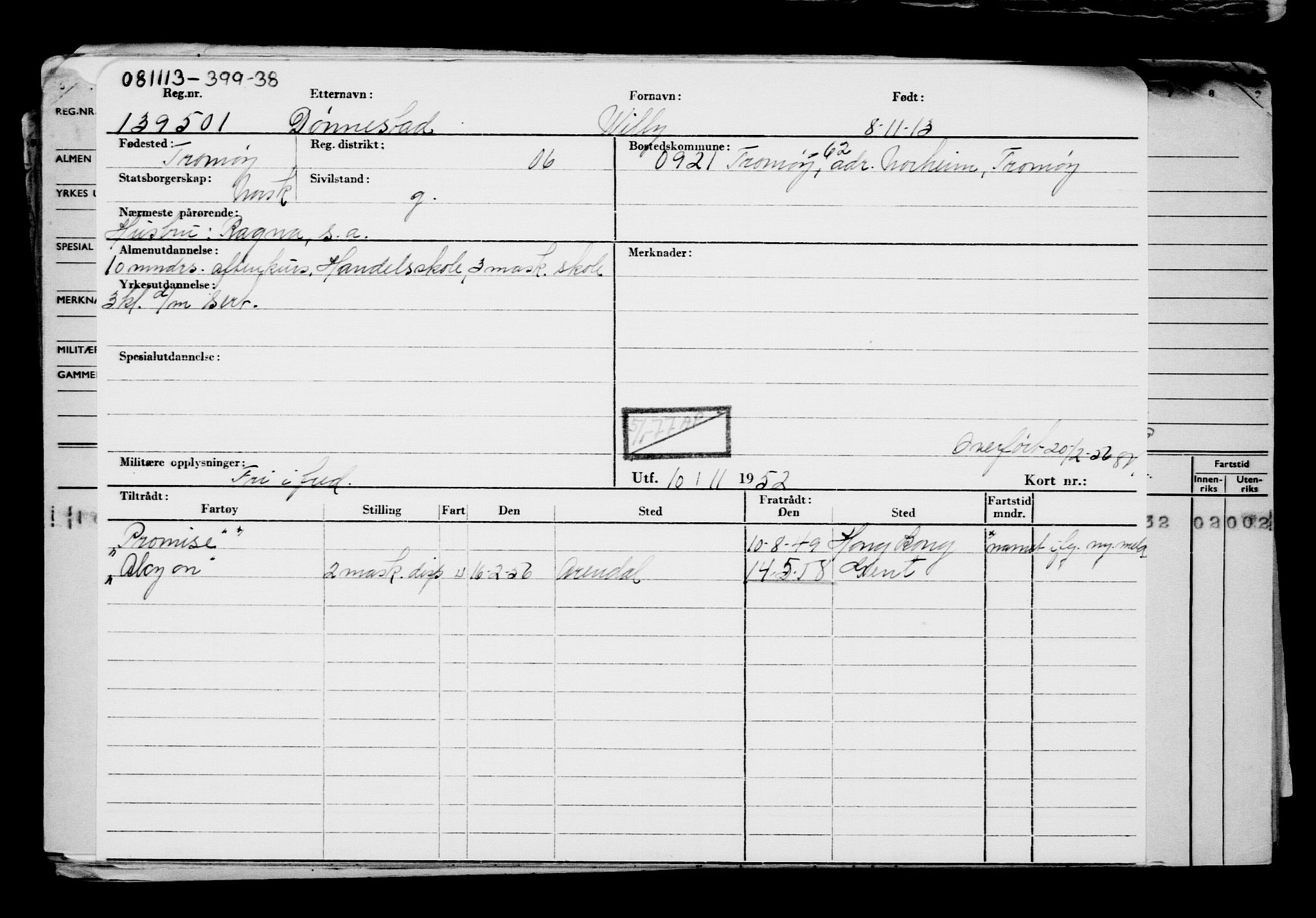 Direktoratet for sjømenn, RA/S-3545/G/Gb/L0116: Hovedkort, 1913, s. 444