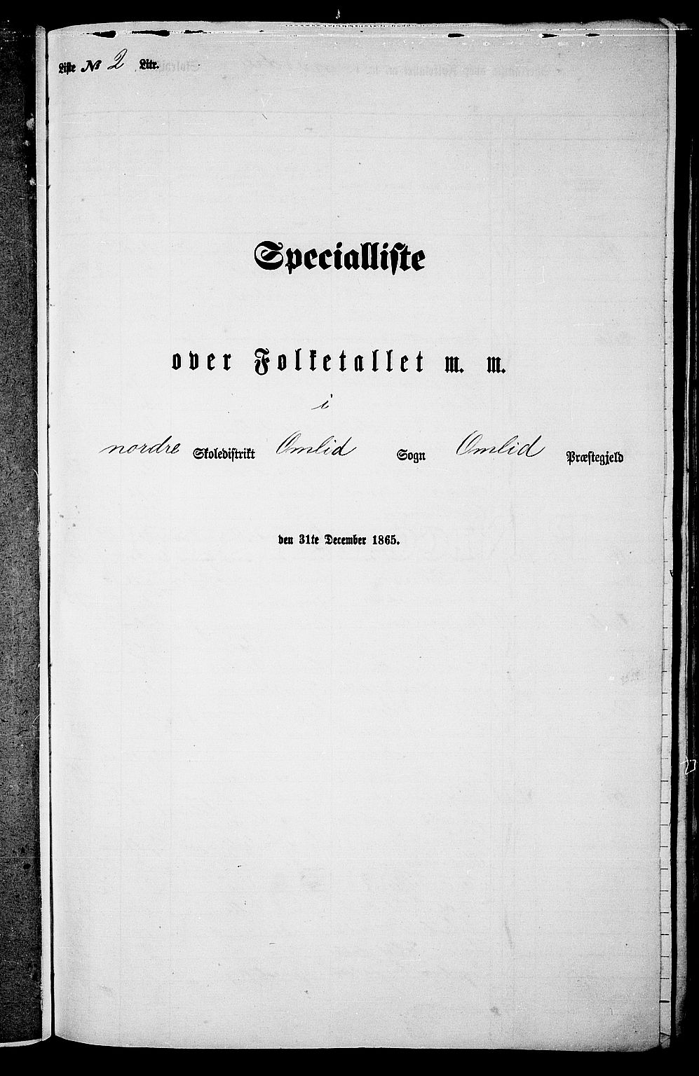 RA, Folketelling 1865 for 0929P Åmli prestegjeld, 1865, s. 29