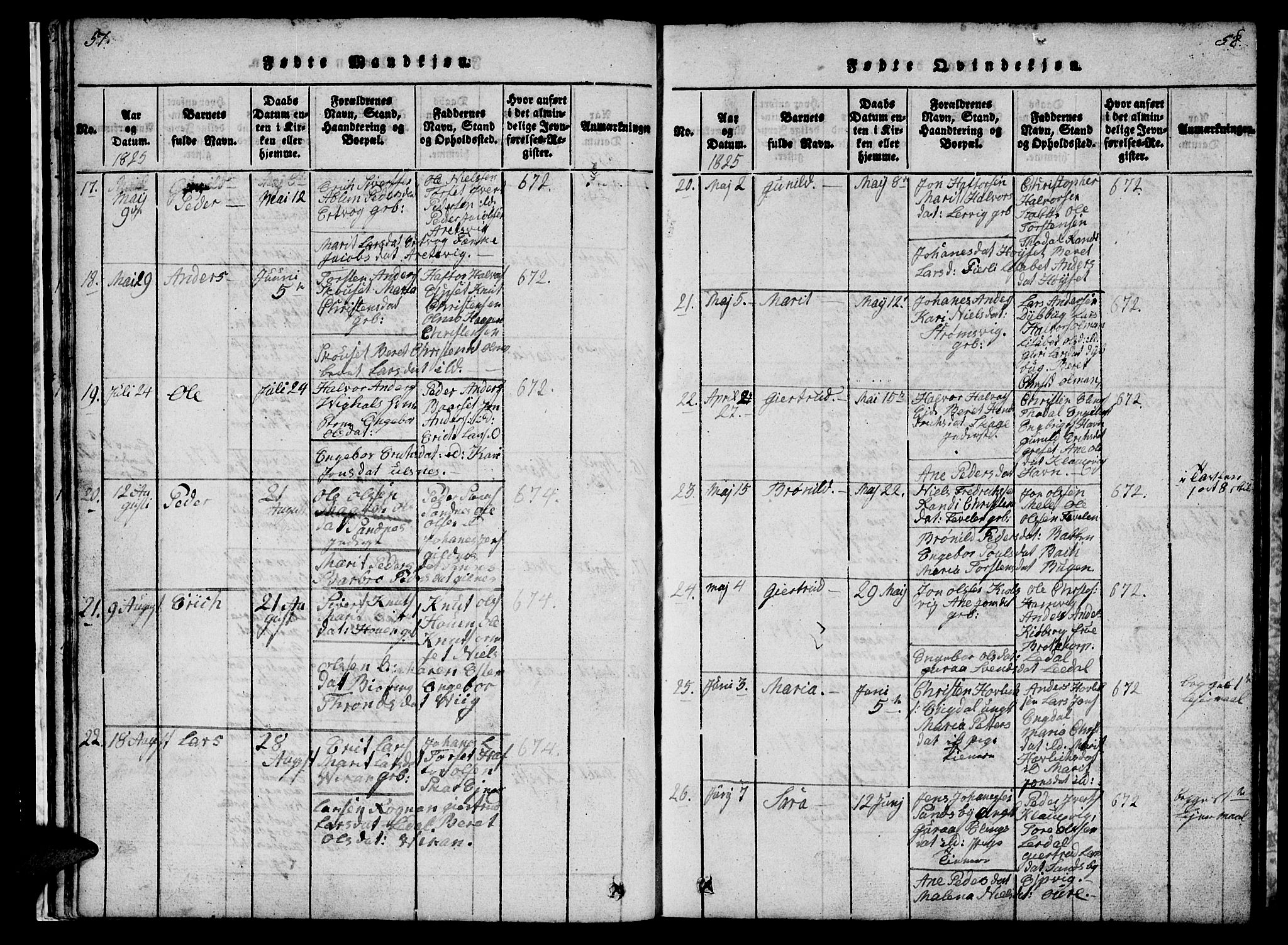 Ministerialprotokoller, klokkerbøker og fødselsregistre - Møre og Romsdal, AV/SAT-A-1454/578/L0908: Klokkerbok nr. 578C01, 1819-1837, s. 57-58