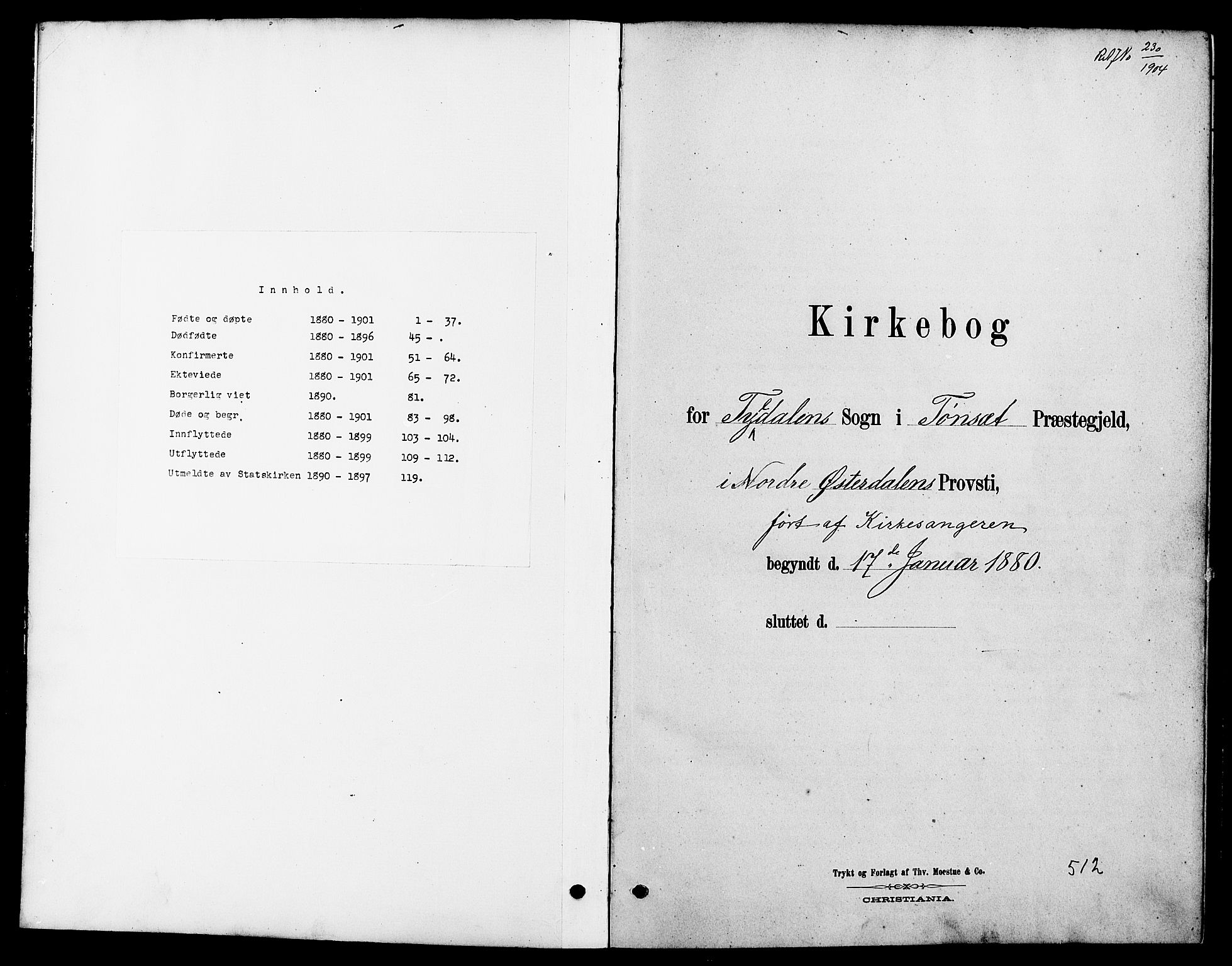 Tynset prestekontor, SAH/PREST-058/H/Ha/Hab/L0007: Klokkerbok nr. 7, 1880-1901
