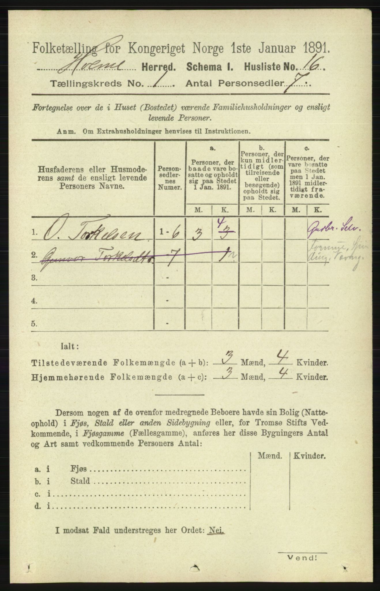 RA, Folketelling 1891 for 1020 Holum herred, 1891, s. 36