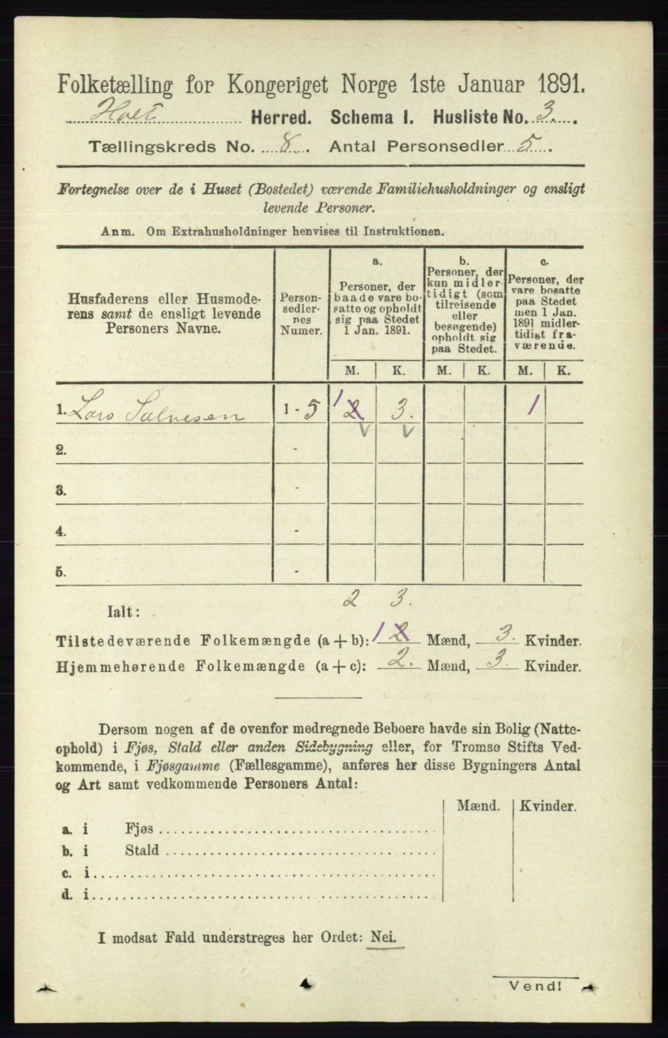 RA, Folketelling 1891 for 0914 Holt herred, 1891, s. 3471