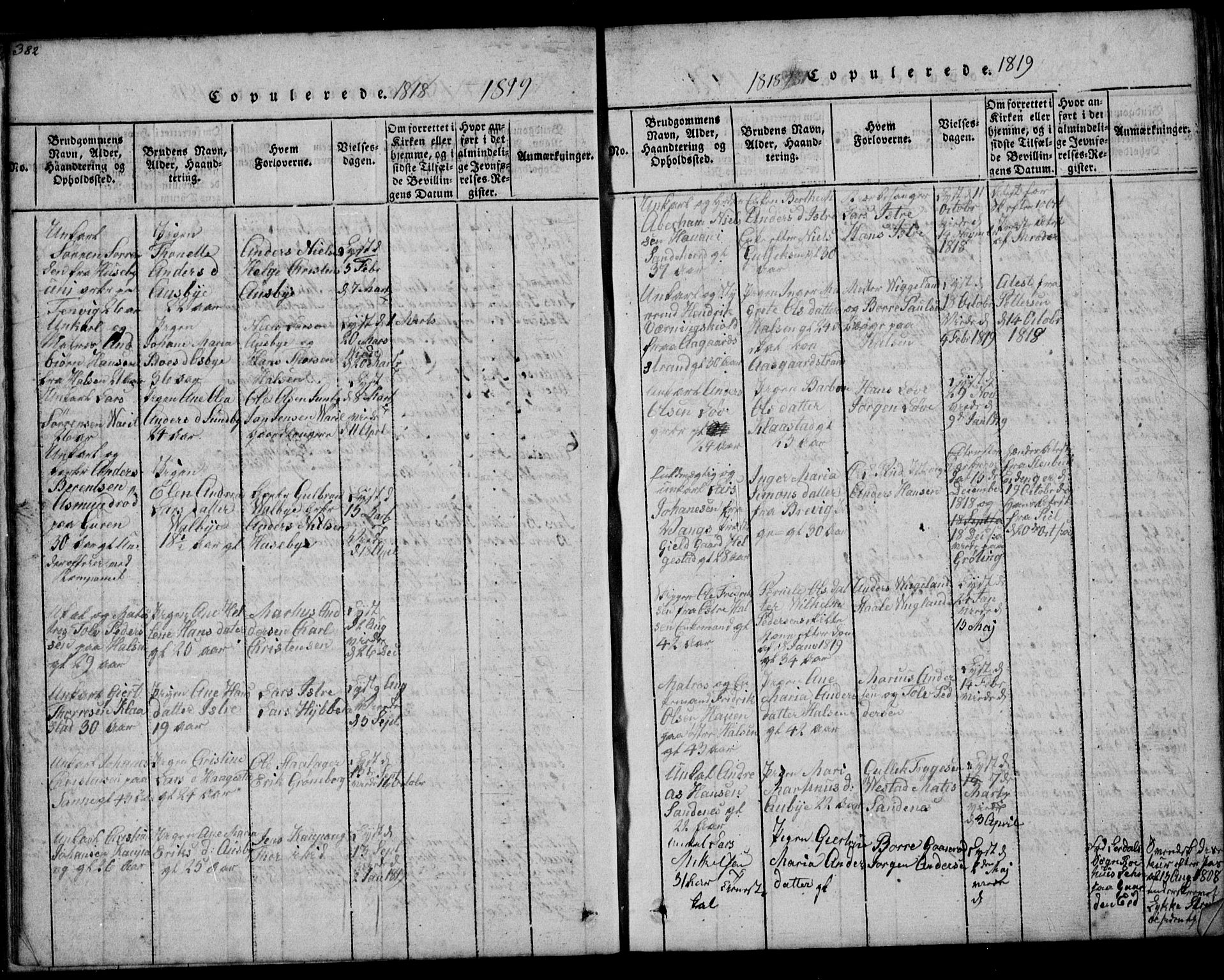Tjølling kirkebøker, AV/SAKO-A-60/G/Ga/L0001: Klokkerbok nr. 1, 1814-1835, s. 382
