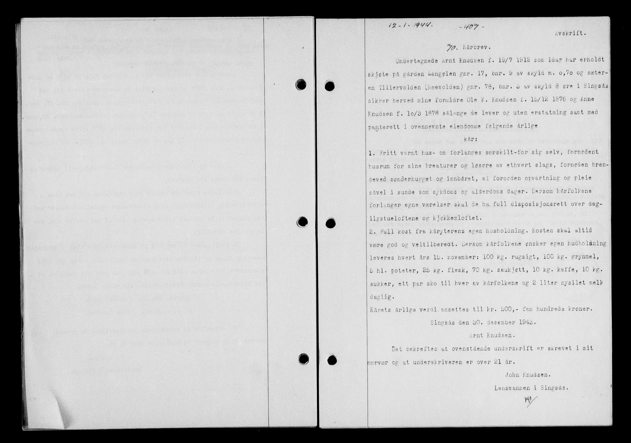 Gauldal sorenskriveri, SAT/A-0014/1/2/2C/L0057: Pantebok nr. 62, 1943-1944, Dagboknr: 70/1944