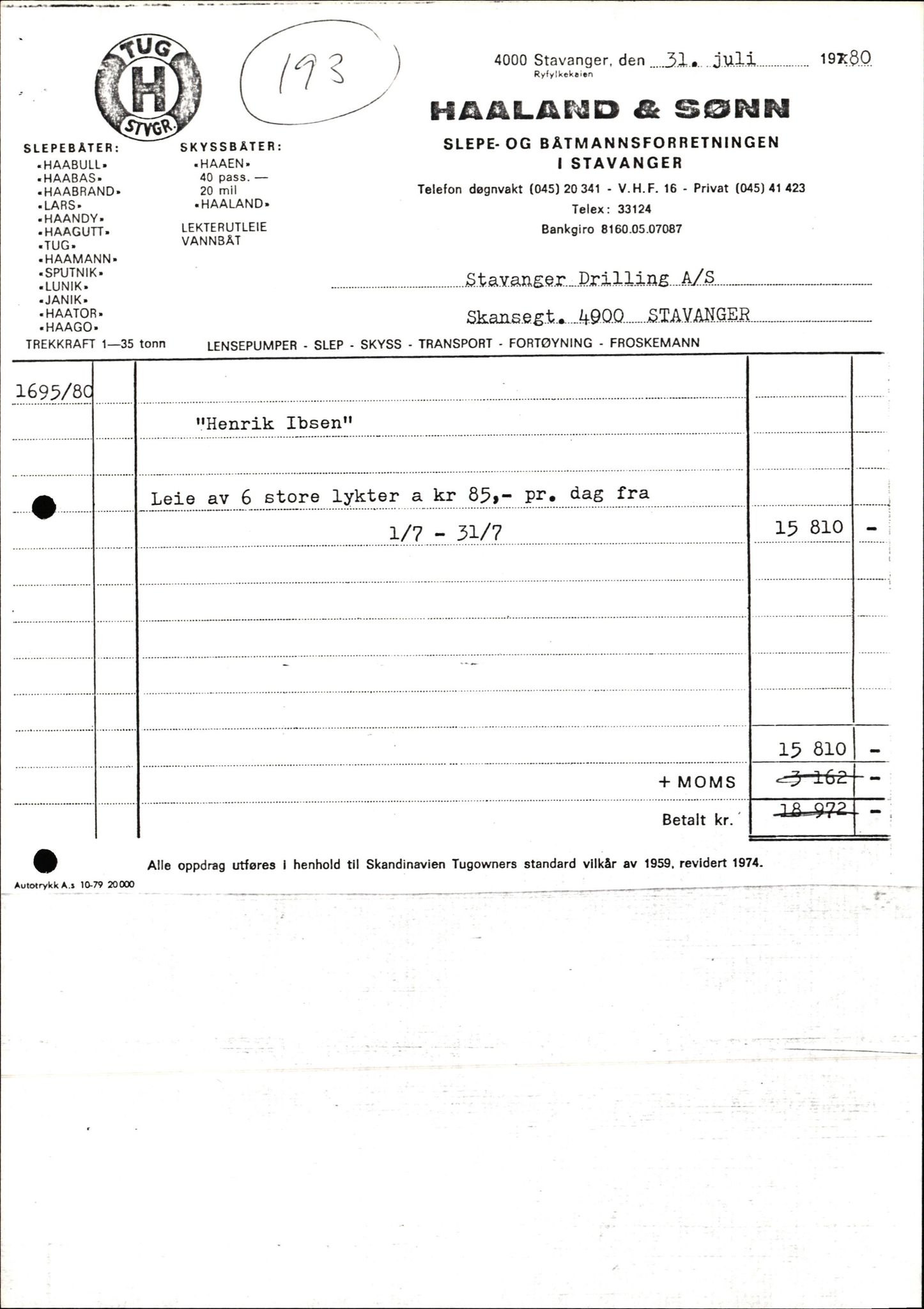 Pa 1503 - Stavanger Drilling AS, AV/SAST-A-101906/2/E/Ec/Eca/L0013: Sak og korrespondanse, 1980-1982