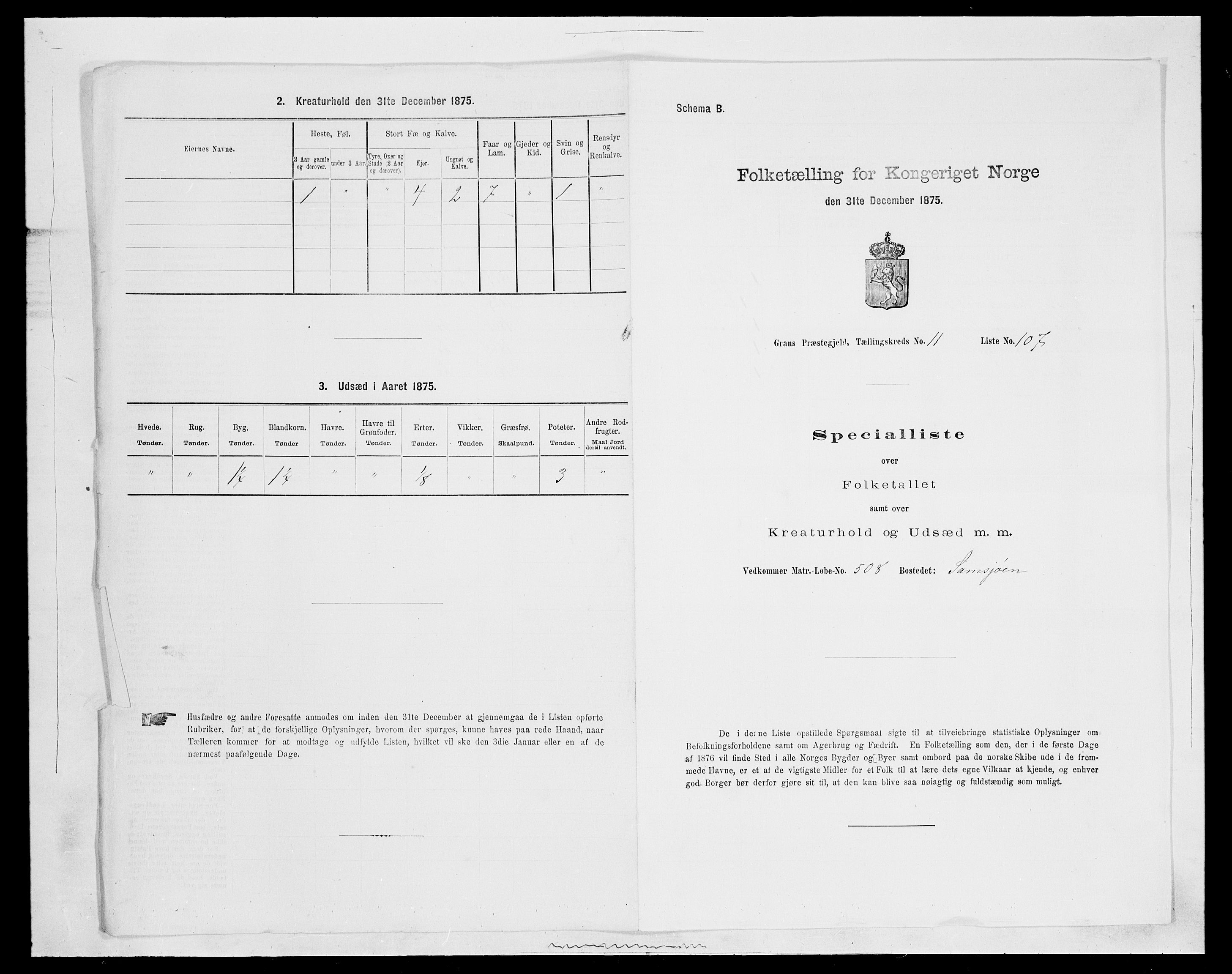 SAH, Folketelling 1875 for 0534P Gran prestegjeld, 1875, s. 2238