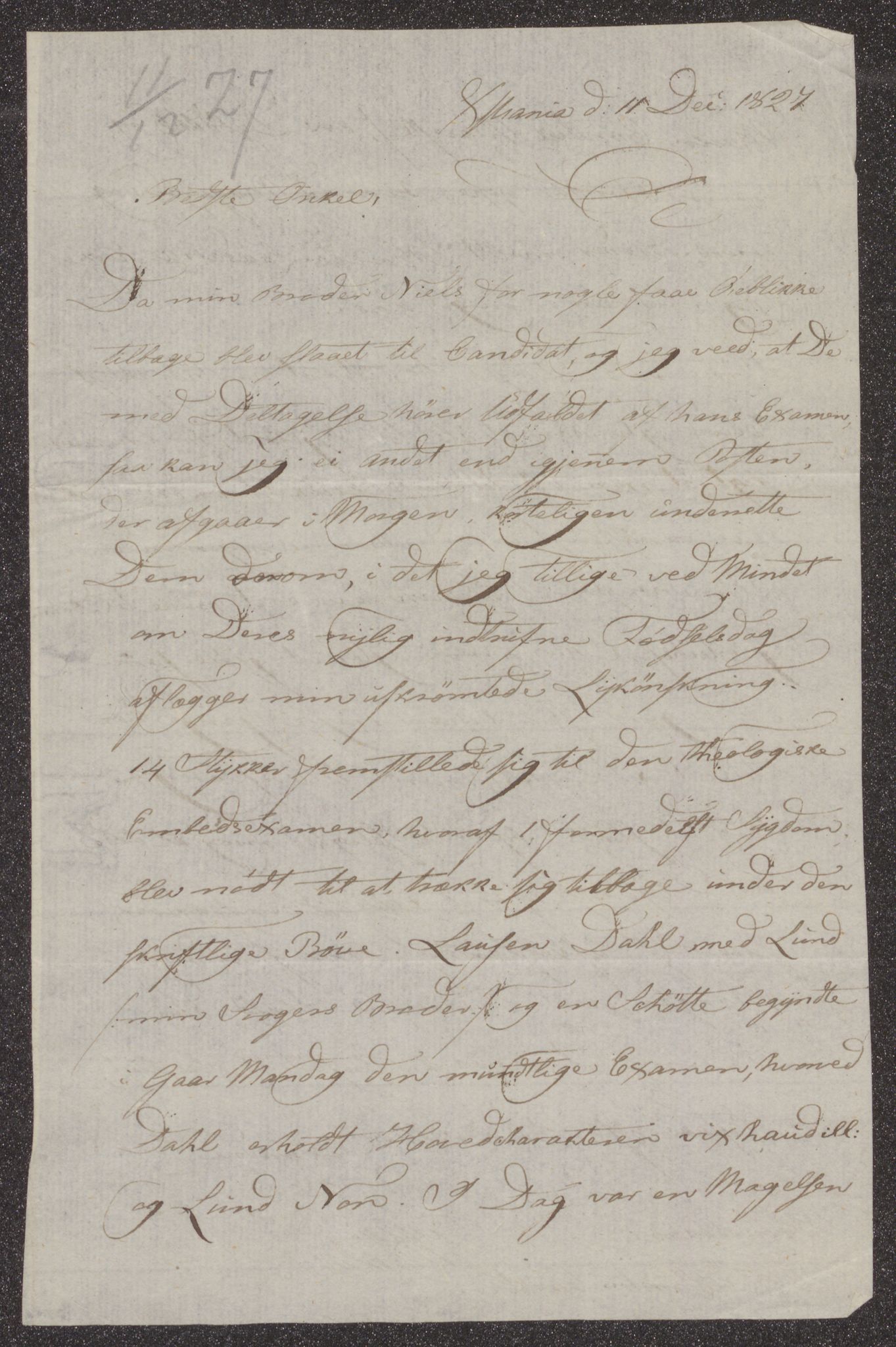 Bergens Museum, UMB/A007/D/Da/L0002/0002: Brevsamling 1827 / Brevsamling 1827, 1827