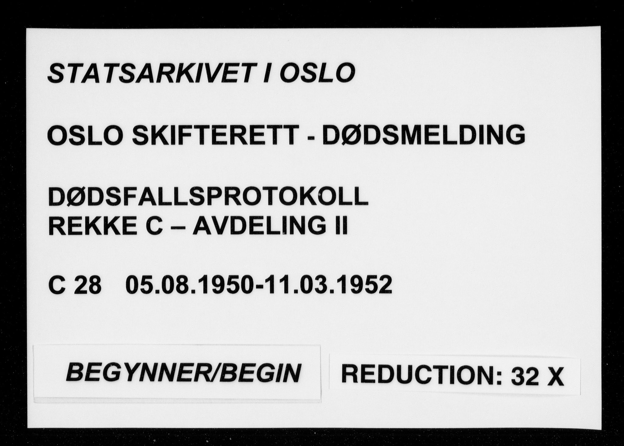 Oslo skifterett, AV/SAO-A-10383/G/Ga/Gac/L0028: Dødsfallsprotokoll - avd. II, 1950-1952