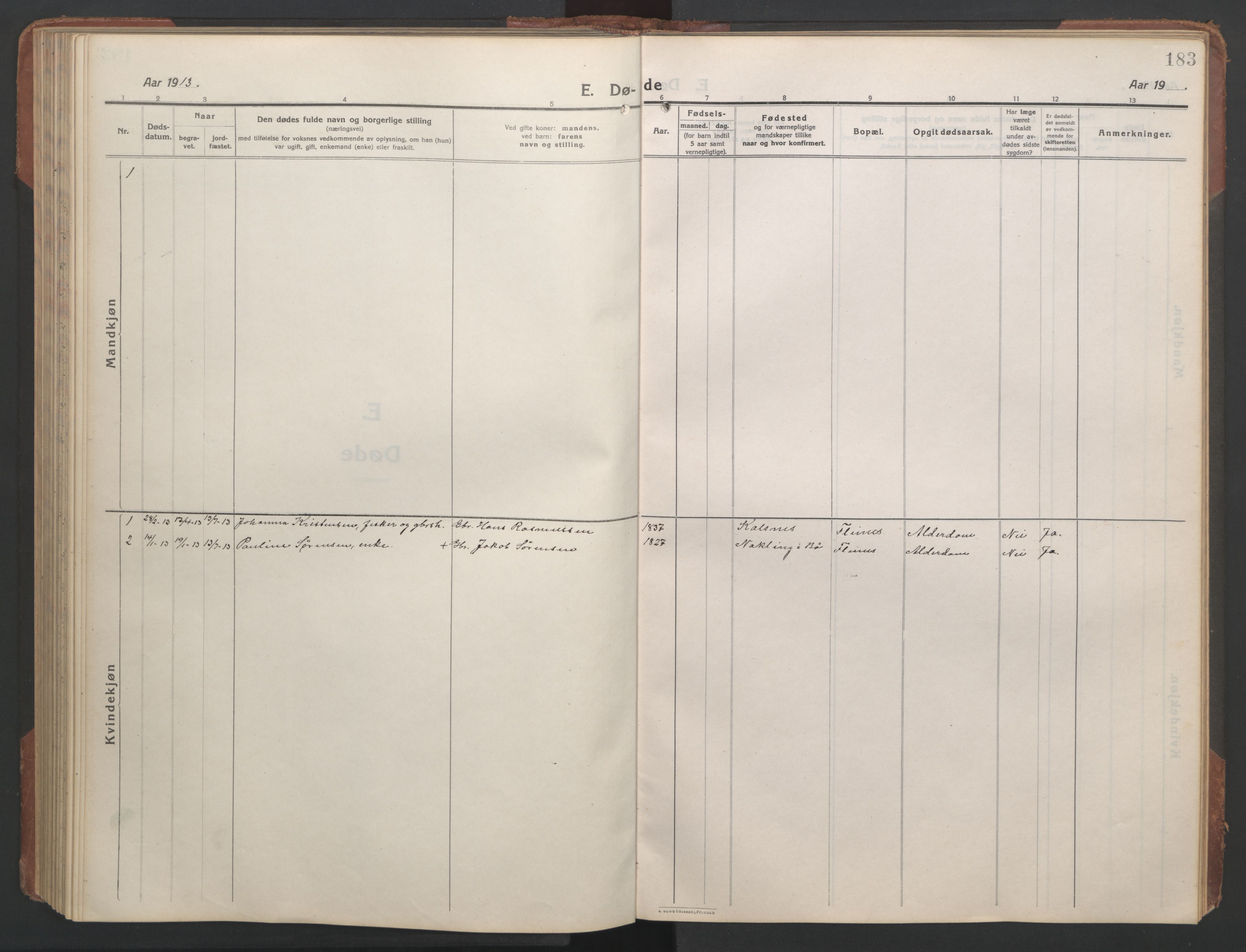 Ministerialprotokoller, klokkerbøker og fødselsregistre - Nordland, AV/SAT-A-1459/890/L1291: Klokkerbok nr. 890C02, 1913-1954, s. 183