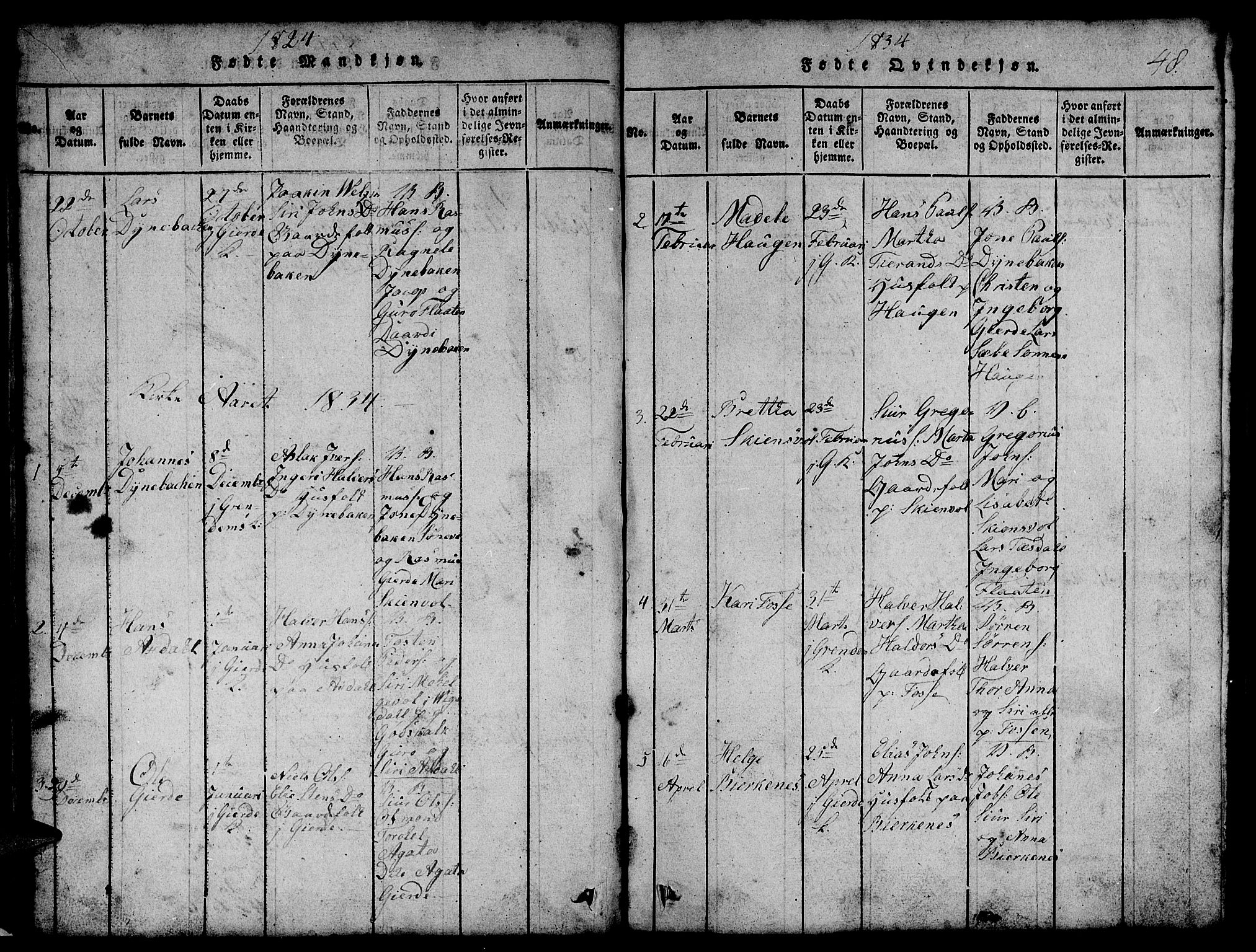 Etne sokneprestembete, SAB/A-75001/H/Hab: Klokkerbok nr. B 1, 1815-1850, s. 48