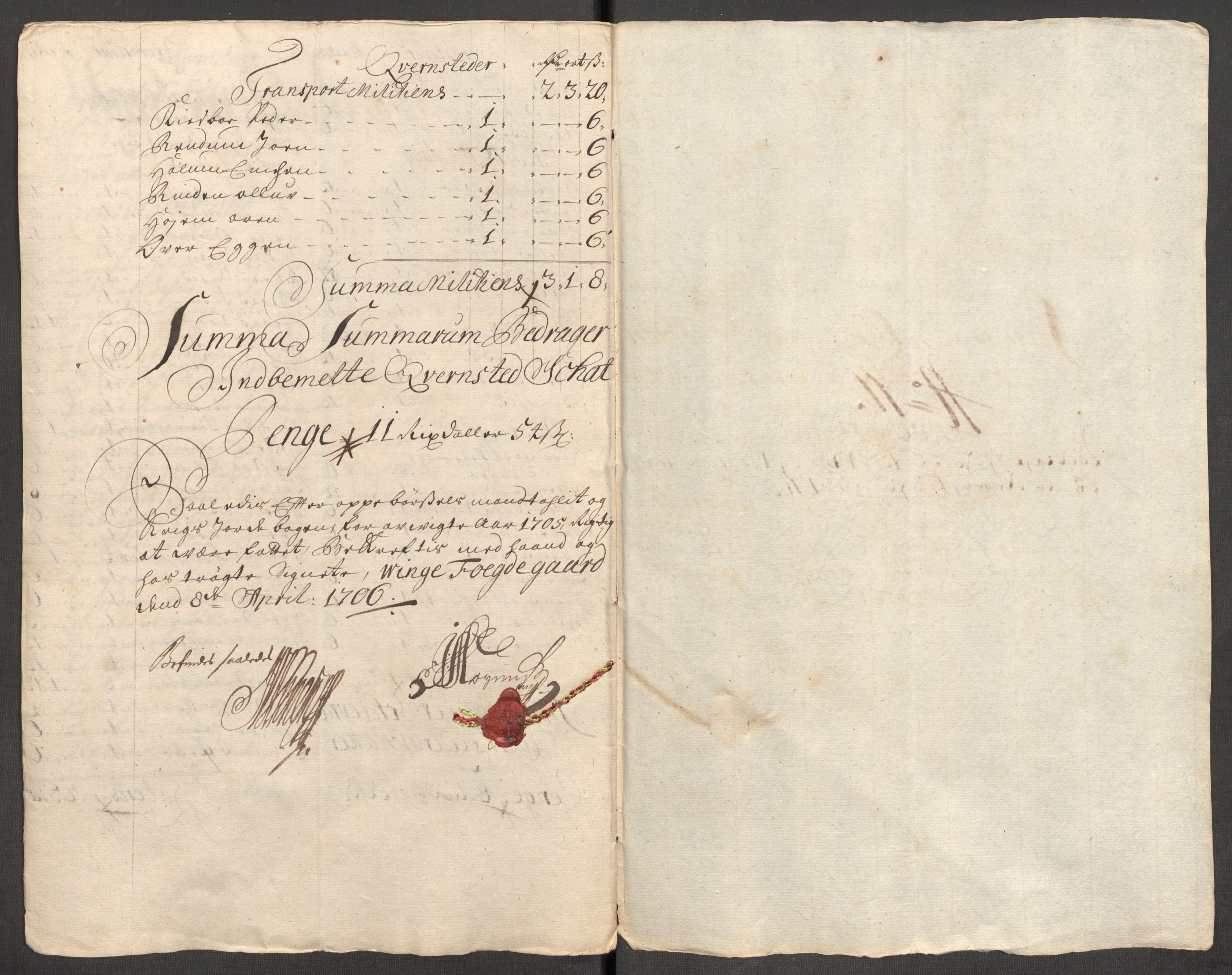 Rentekammeret inntil 1814, Reviderte regnskaper, Fogderegnskap, RA/EA-4092/R62/L4196: Fogderegnskap Stjørdal og Verdal, 1705-1706, s. 184
