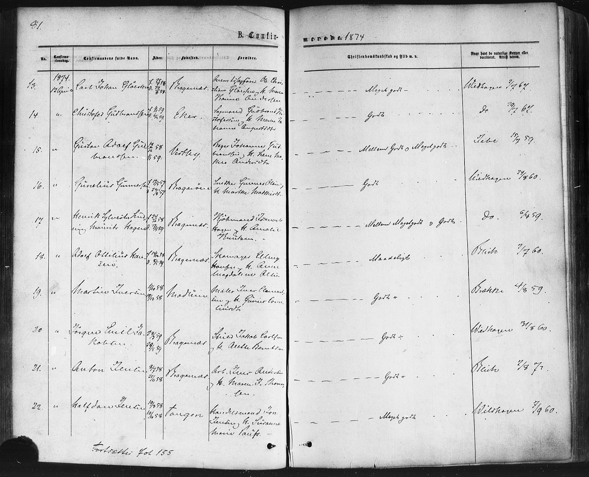 Bragernes kirkebøker, AV/SAKO-A-6/F/Fc/L0003: Ministerialbok nr. III 3, 1865-1874, s. 81