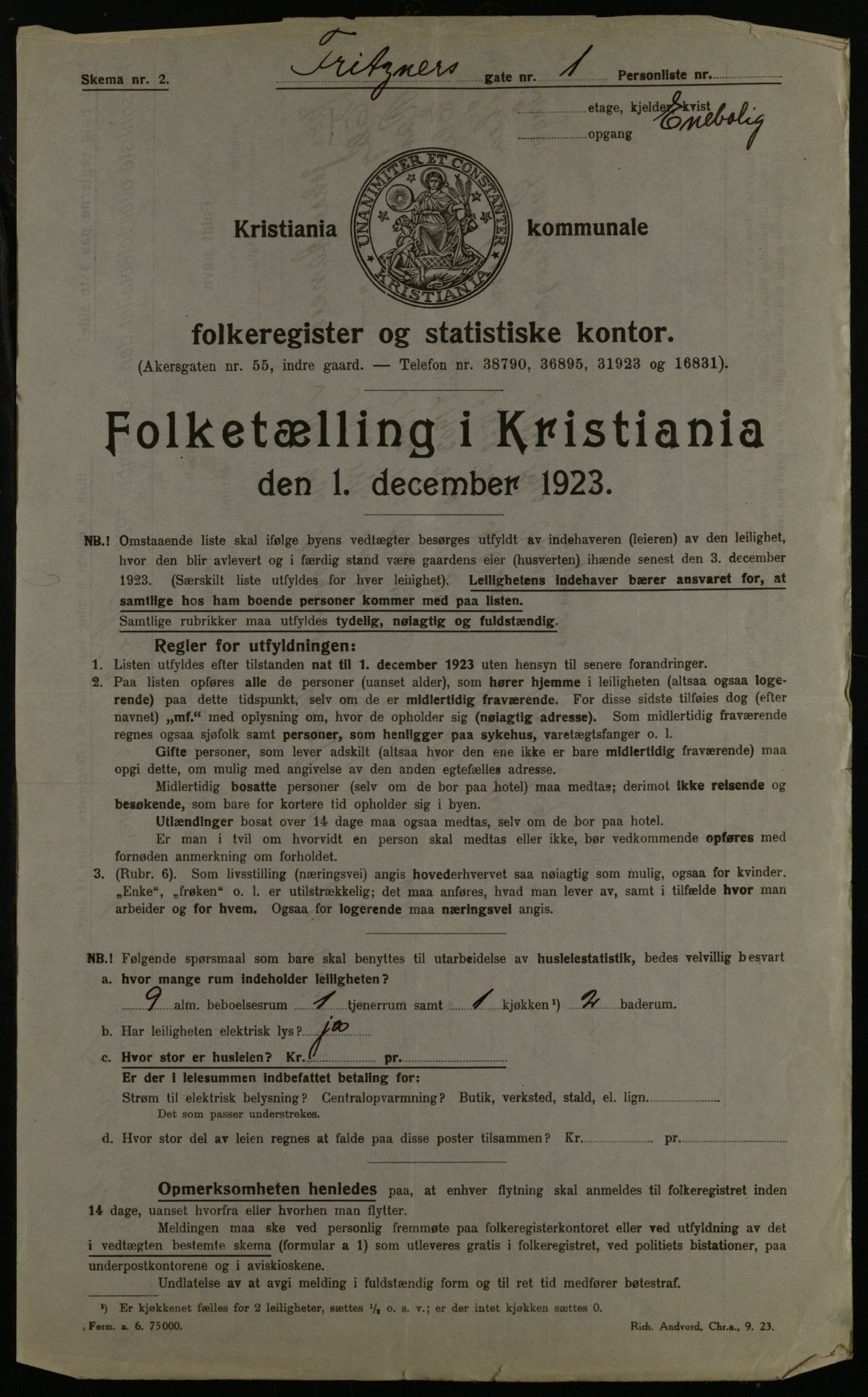 OBA, Kommunal folketelling 1.12.1923 for Kristiania, 1923, s. 30461