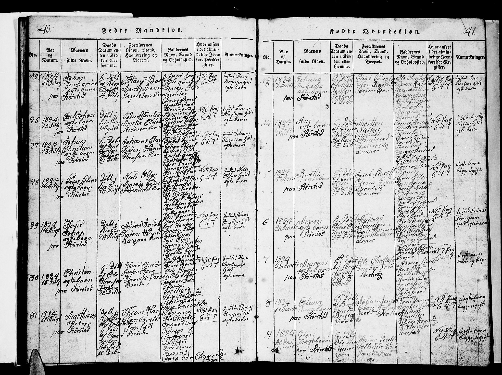 Ministerialprotokoller, klokkerbøker og fødselsregistre - Nordland, AV/SAT-A-1459/853/L0773: Klokkerbok nr. 853C01, 1821-1859, s. 40-41