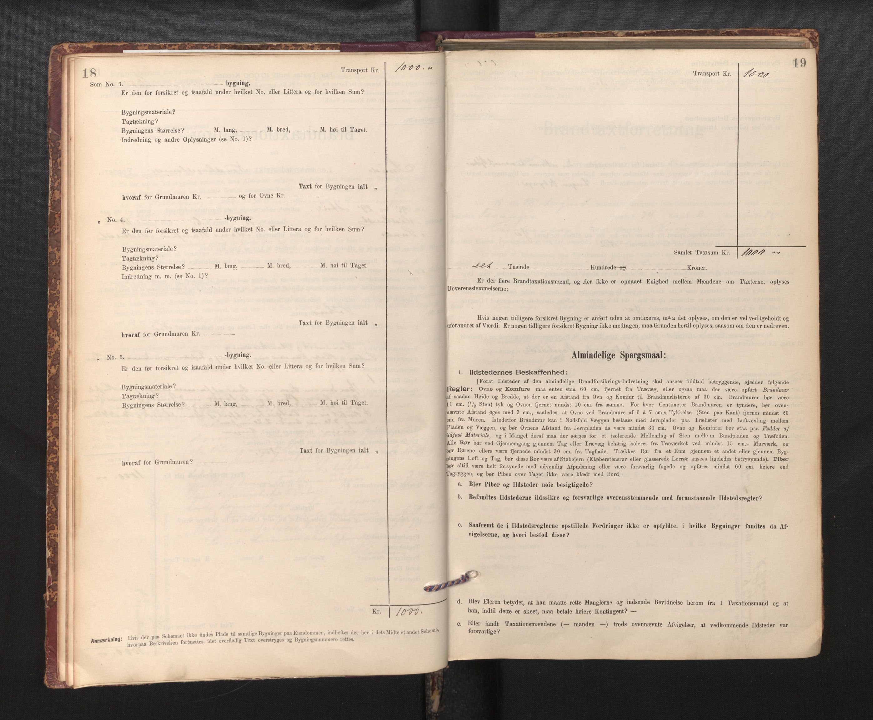 Lensmannen i Sund og Austevoll, AV/SAB-A-35201/0012/L0003: Branntakstprotokoll, skjematakst, 1894-1917, s. 18-19