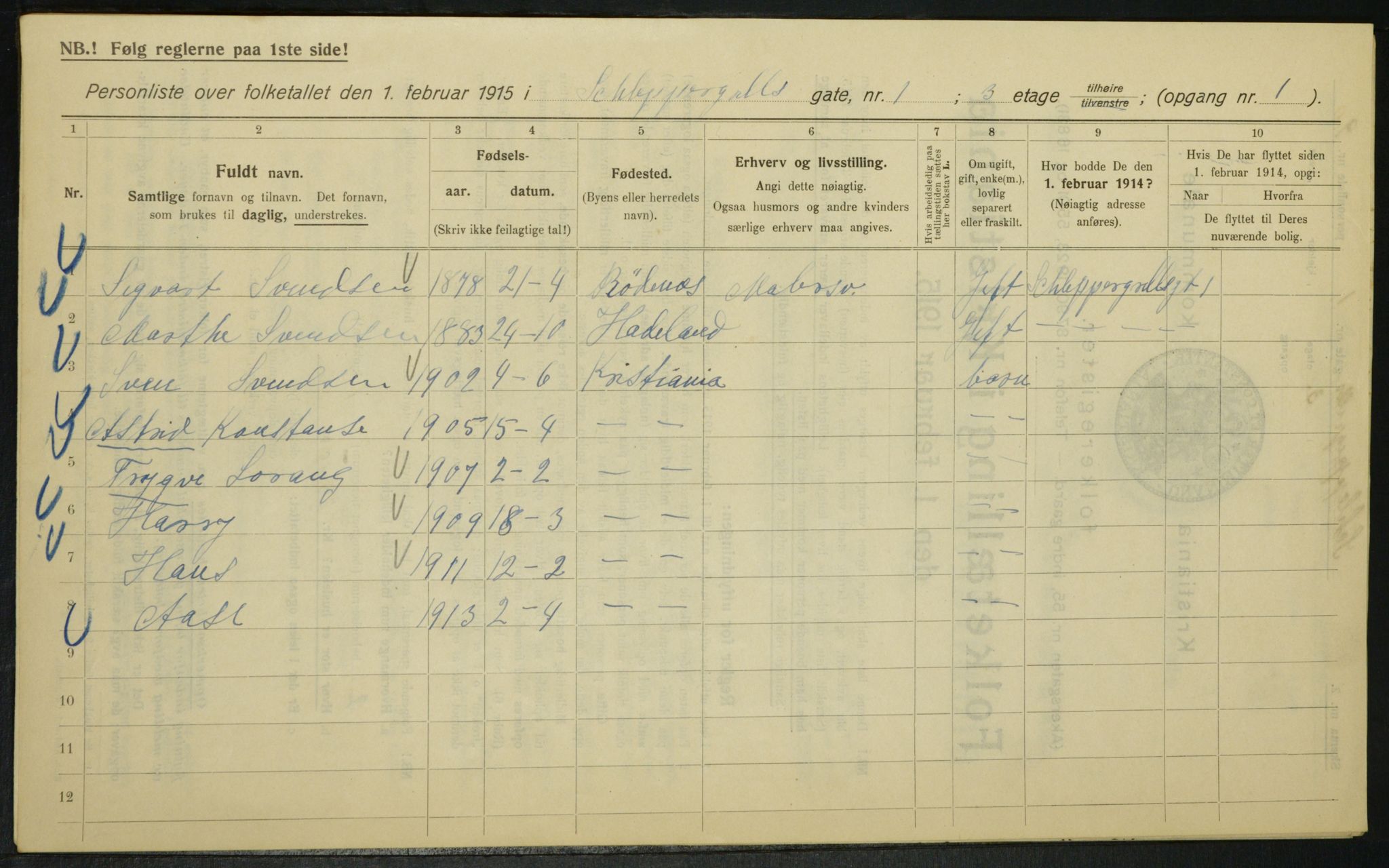 OBA, Kommunal folketelling 1.2.1915 for Kristiania, 1915, s. 89202