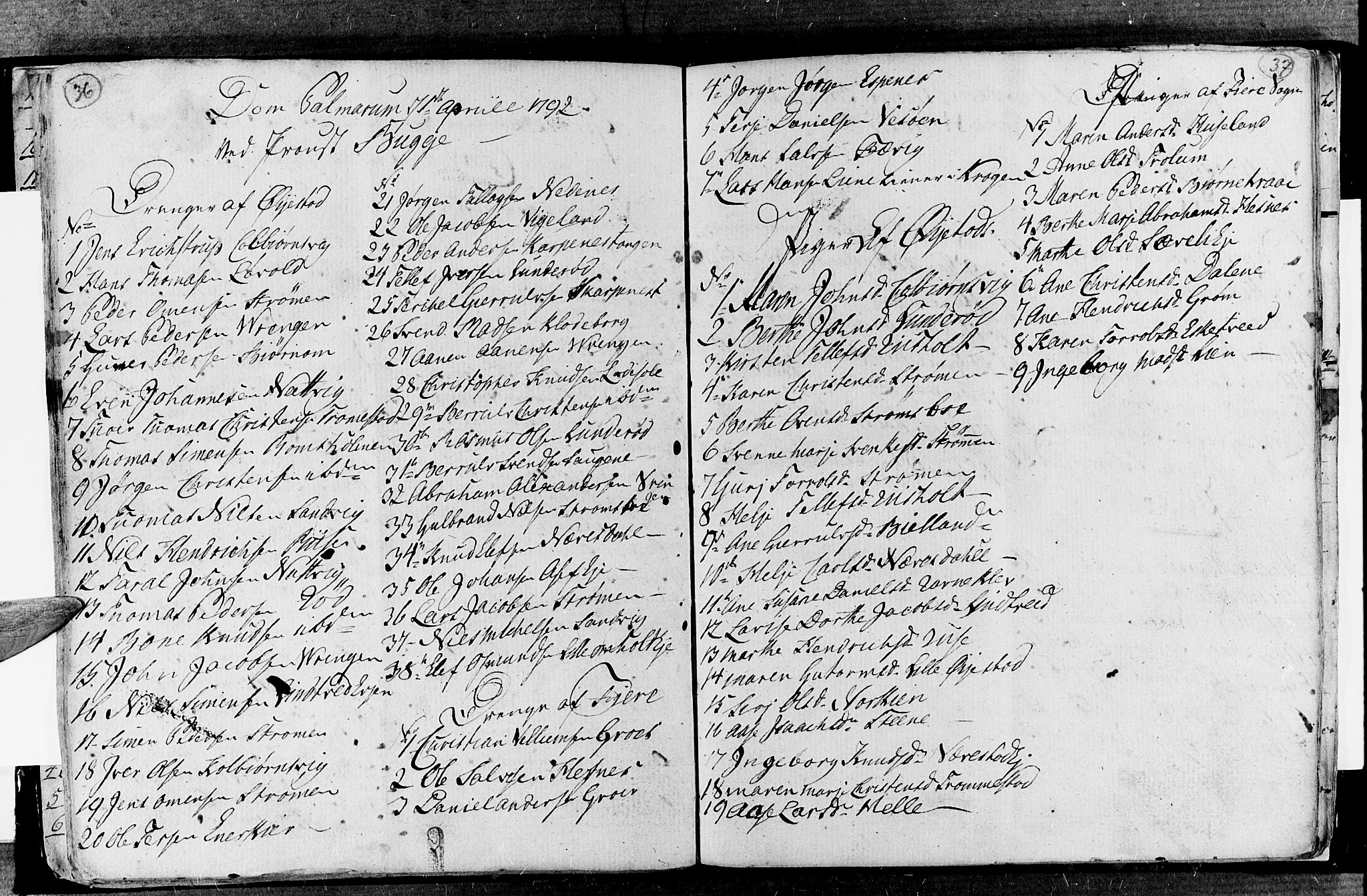 Øyestad sokneprestkontor, SAK/1111-0049/F/Fa/L0010: Ministerialbok nr. A 10, 1774-1810, s. 36-37