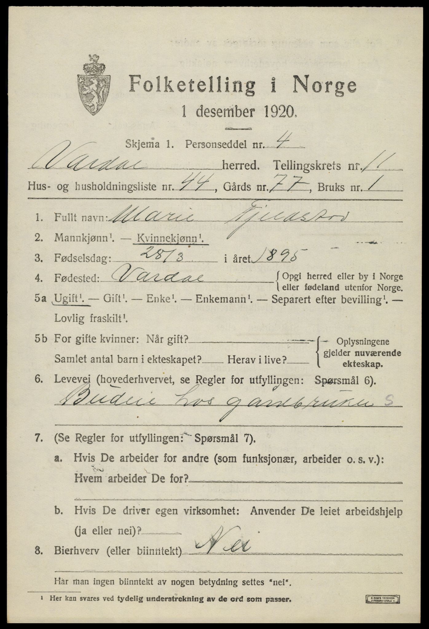 SAH, Folketelling 1920 for 0527 Vardal herred, 1920, s. 11541