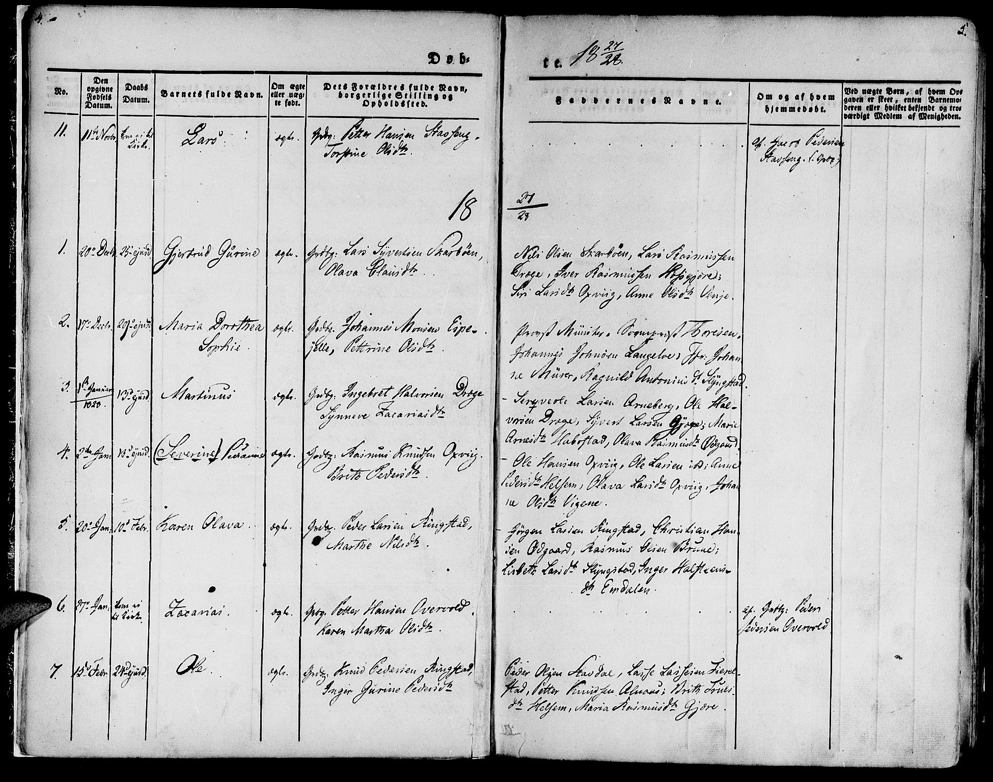 Ministerialprotokoller, klokkerbøker og fødselsregistre - Møre og Romsdal, AV/SAT-A-1454/520/L0274: Ministerialbok nr. 520A04, 1827-1864, s. 4-5