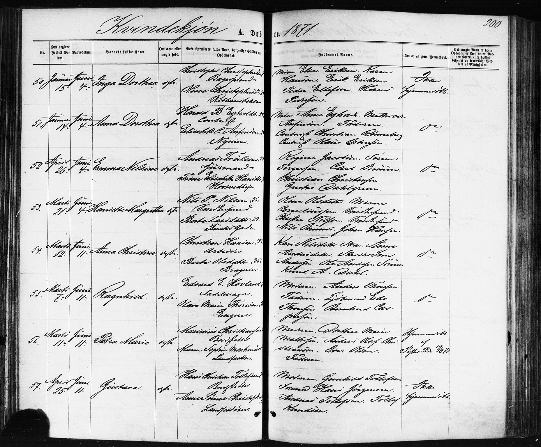 Bragernes kirkebøker, SAKO/A-6/F/Fb/L0004: Ministerialbok nr. II 4, 1869-1875, s. 200