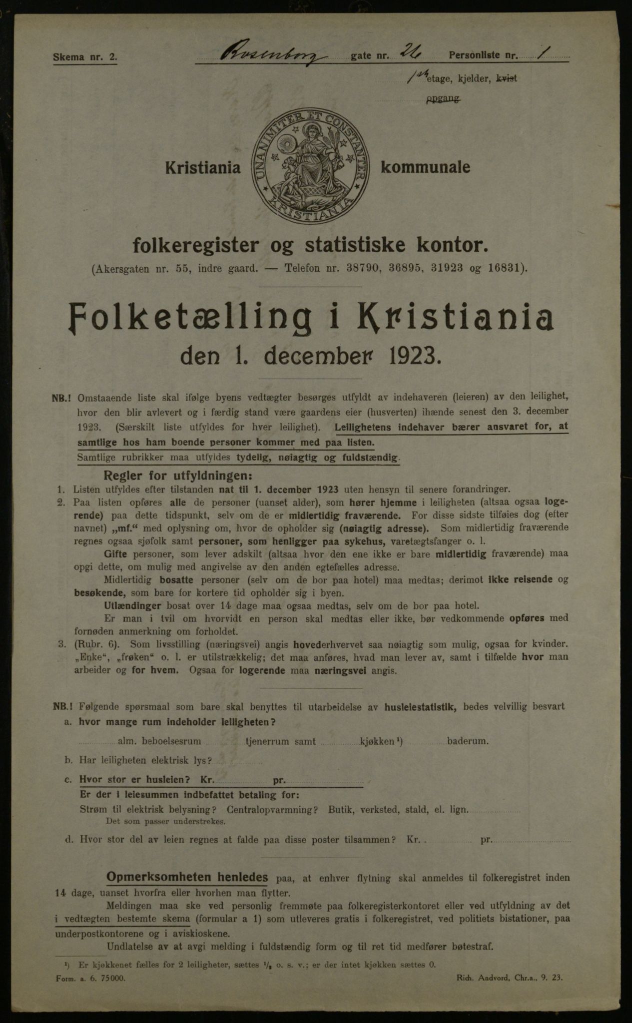 OBA, Kommunal folketelling 1.12.1923 for Kristiania, 1923, s. 92376