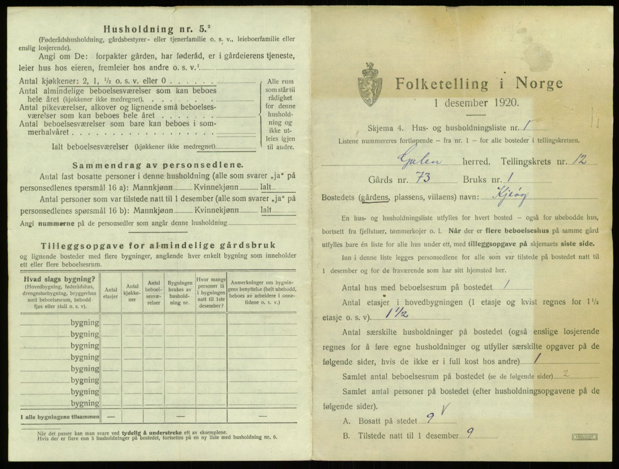 SAB, Folketelling 1920 for 1411 Gulen herred, 1920, s. 759