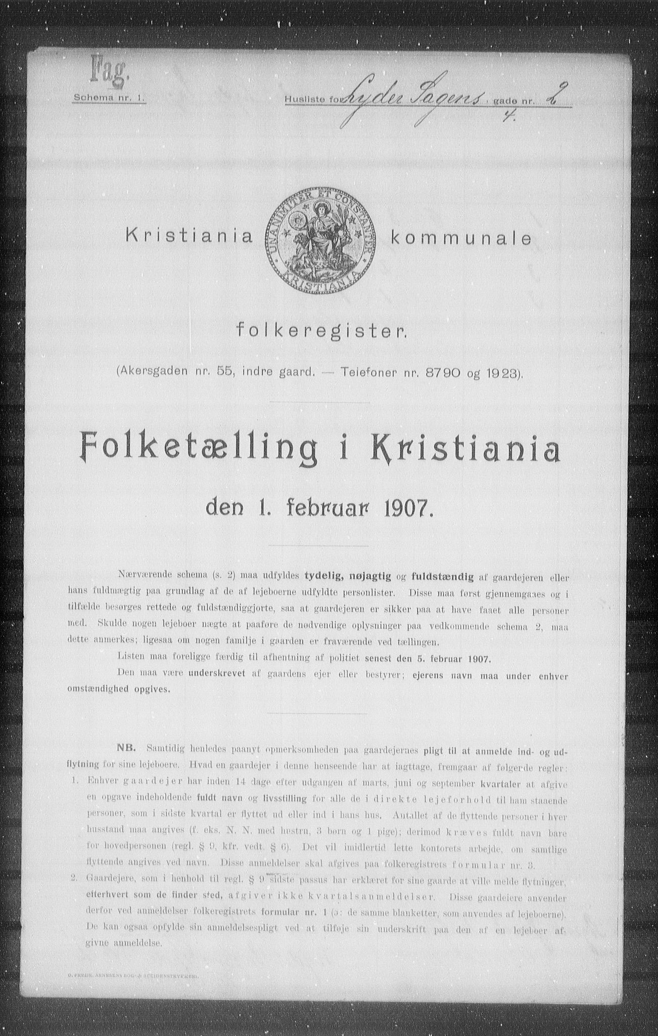 OBA, Kommunal folketelling 1.2.1907 for Kristiania kjøpstad, 1907, s. 29871