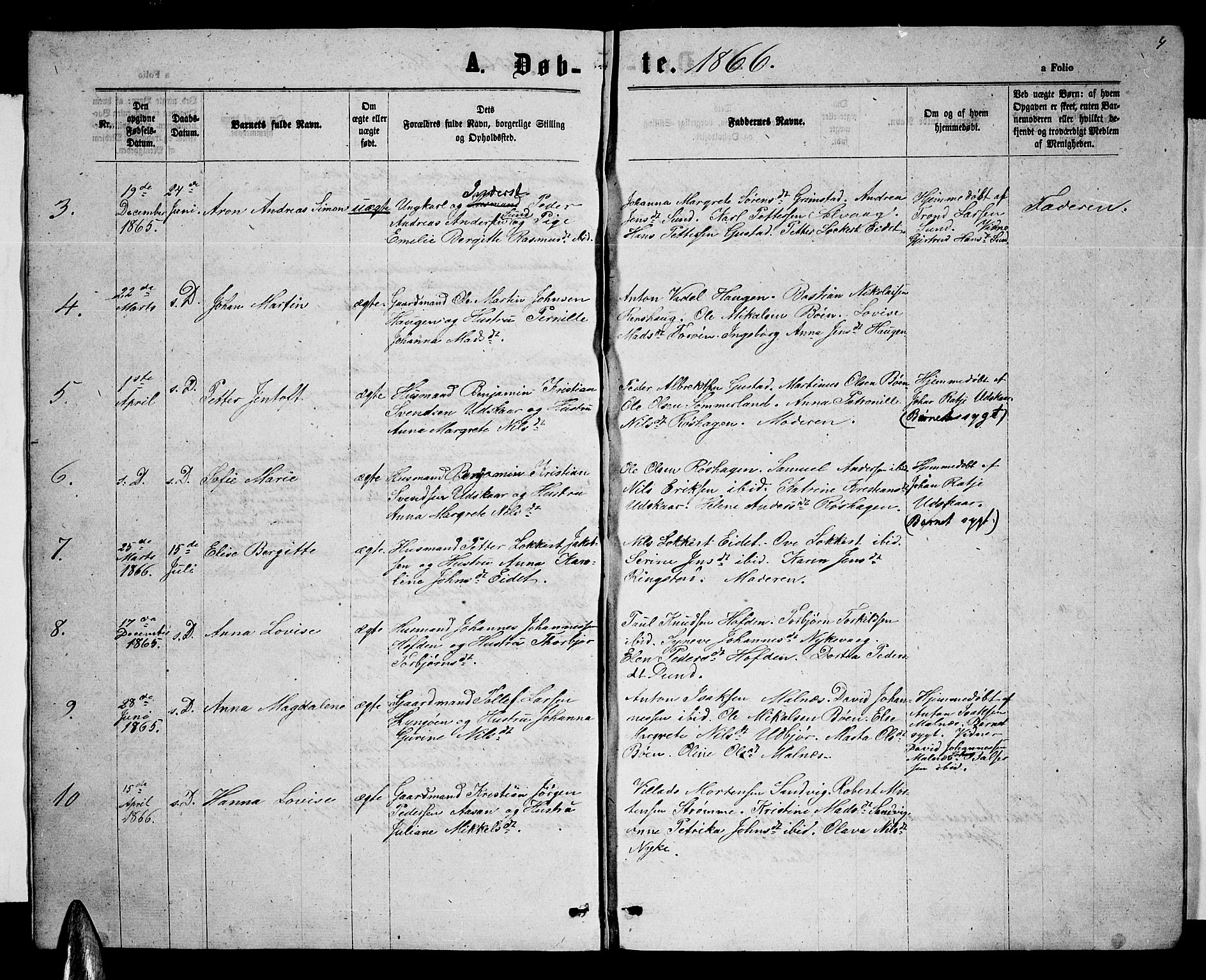 Ministerialprotokoller, klokkerbøker og fødselsregistre - Nordland, SAT/A-1459/892/L1324: Klokkerbok nr. 892C01, 1865-1879, s. 4