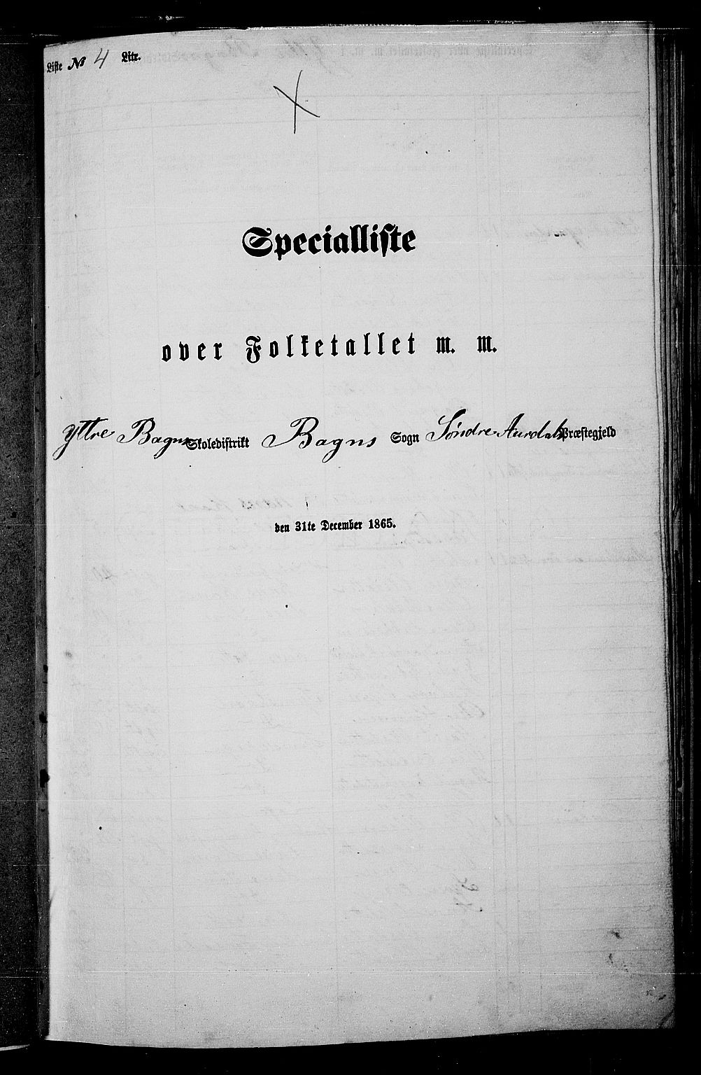 RA, Folketelling 1865 for 0540P Sør-Aurdal prestegjeld, 1865, s. 85