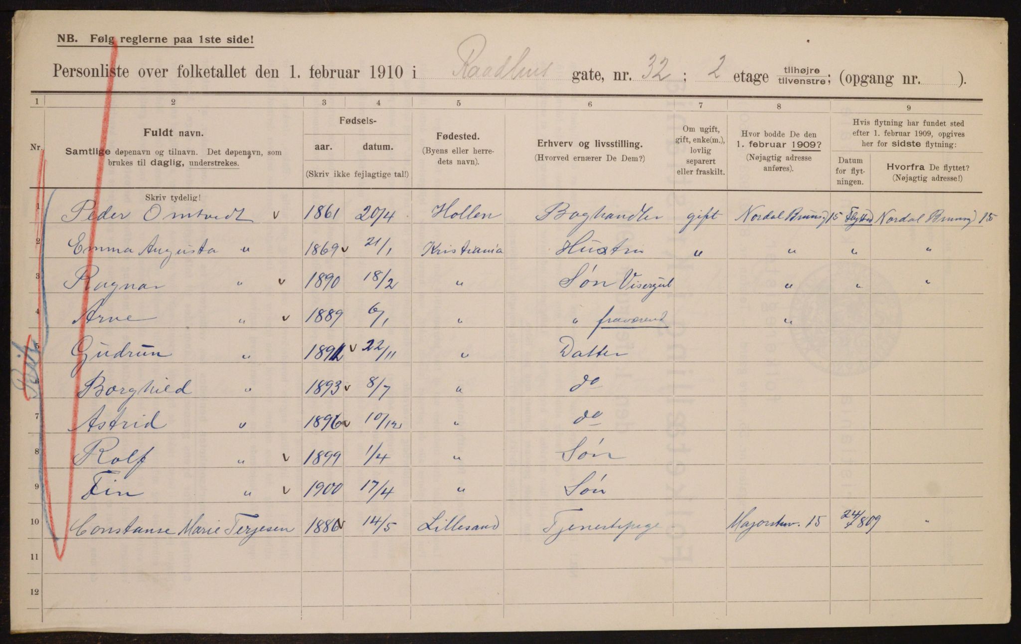 OBA, Kommunal folketelling 1.2.1910 for Kristiania, 1910, s. 82692