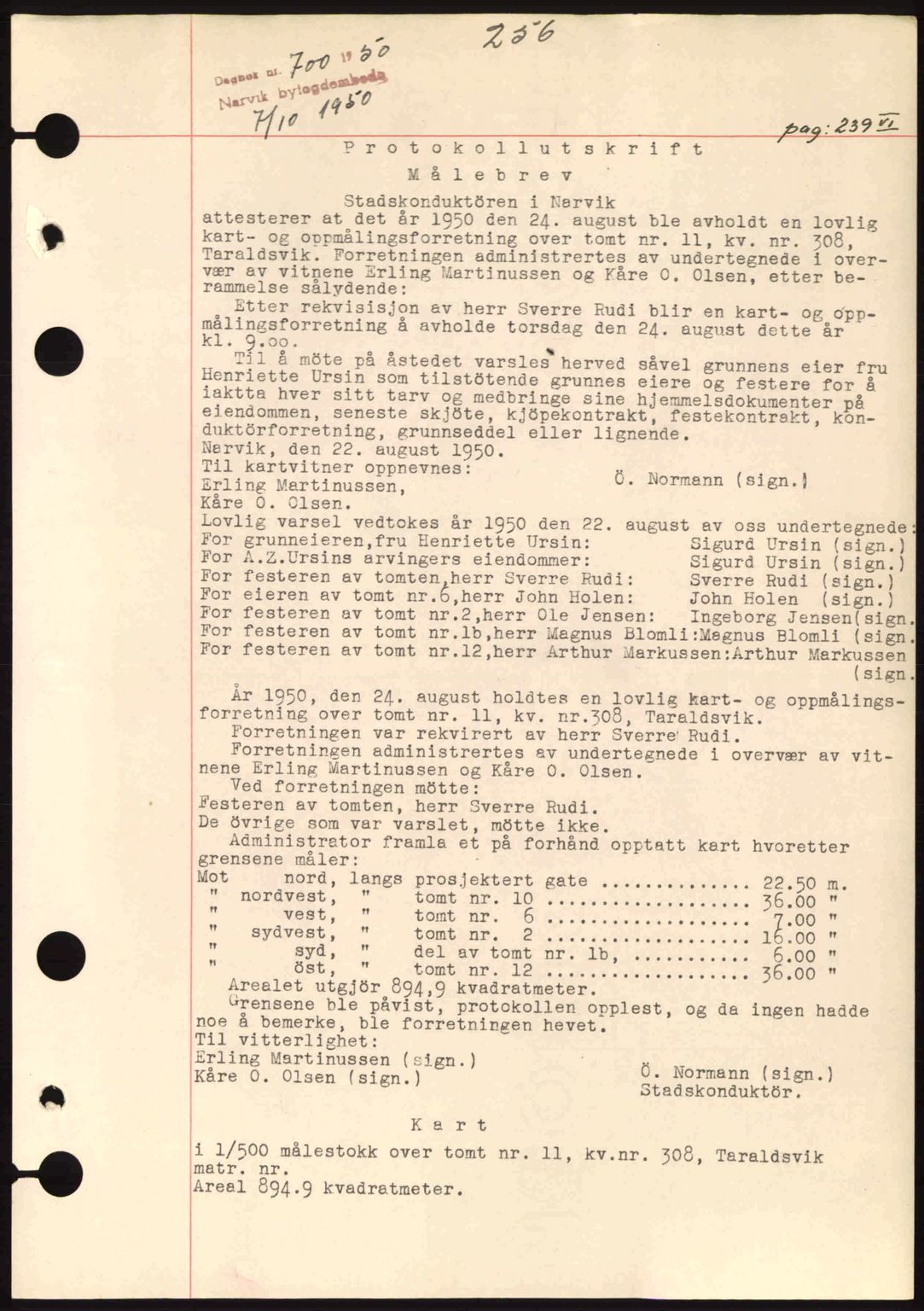 Narvik sorenskriveri, SAT/A-0002/1/2/2C/2Ca: Pantebok nr. A26, 1950-1950, Dagboknr: 700/1950