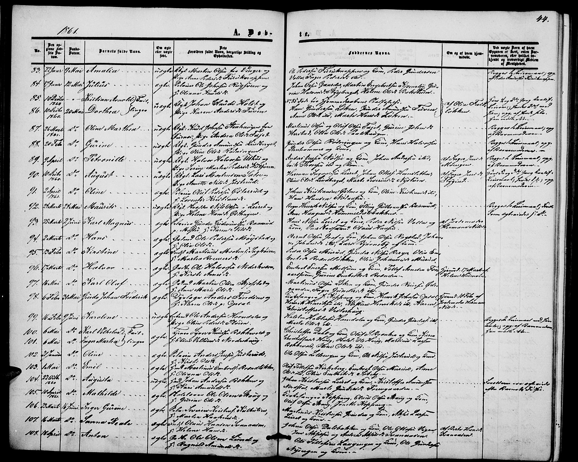 Elverum prestekontor, AV/SAH-PREST-044/H/Ha/Hab/L0003: Klokkerbok nr. 3, 1856-1865, s. 44