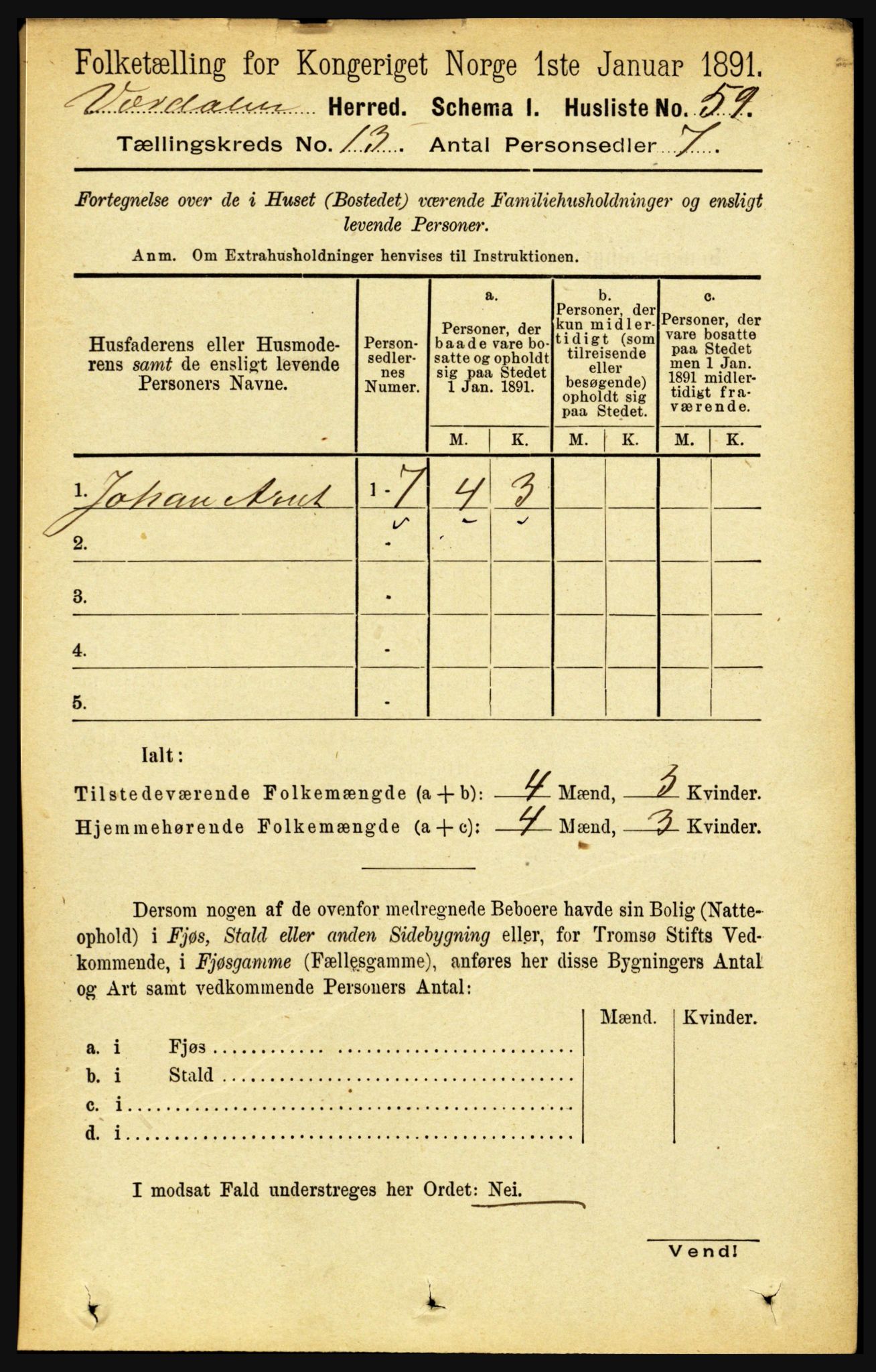 RA, Folketelling 1891 for 1721 Verdal herred, 1891, s. 6871