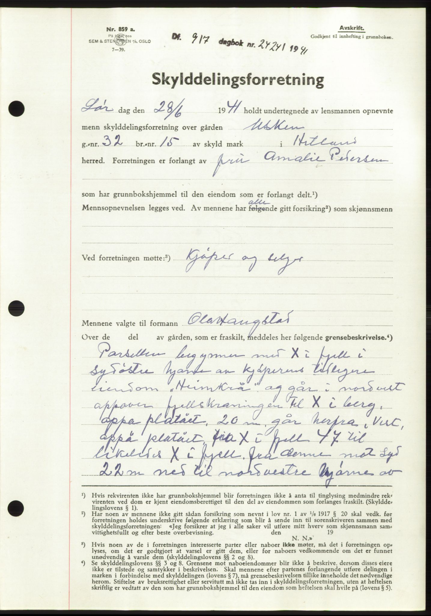 Jæren sorenskriveri, SAST/A-100310/03/G/Gba/L0080: Pantebok, 1941-1941, Dagboknr: 2424/1941