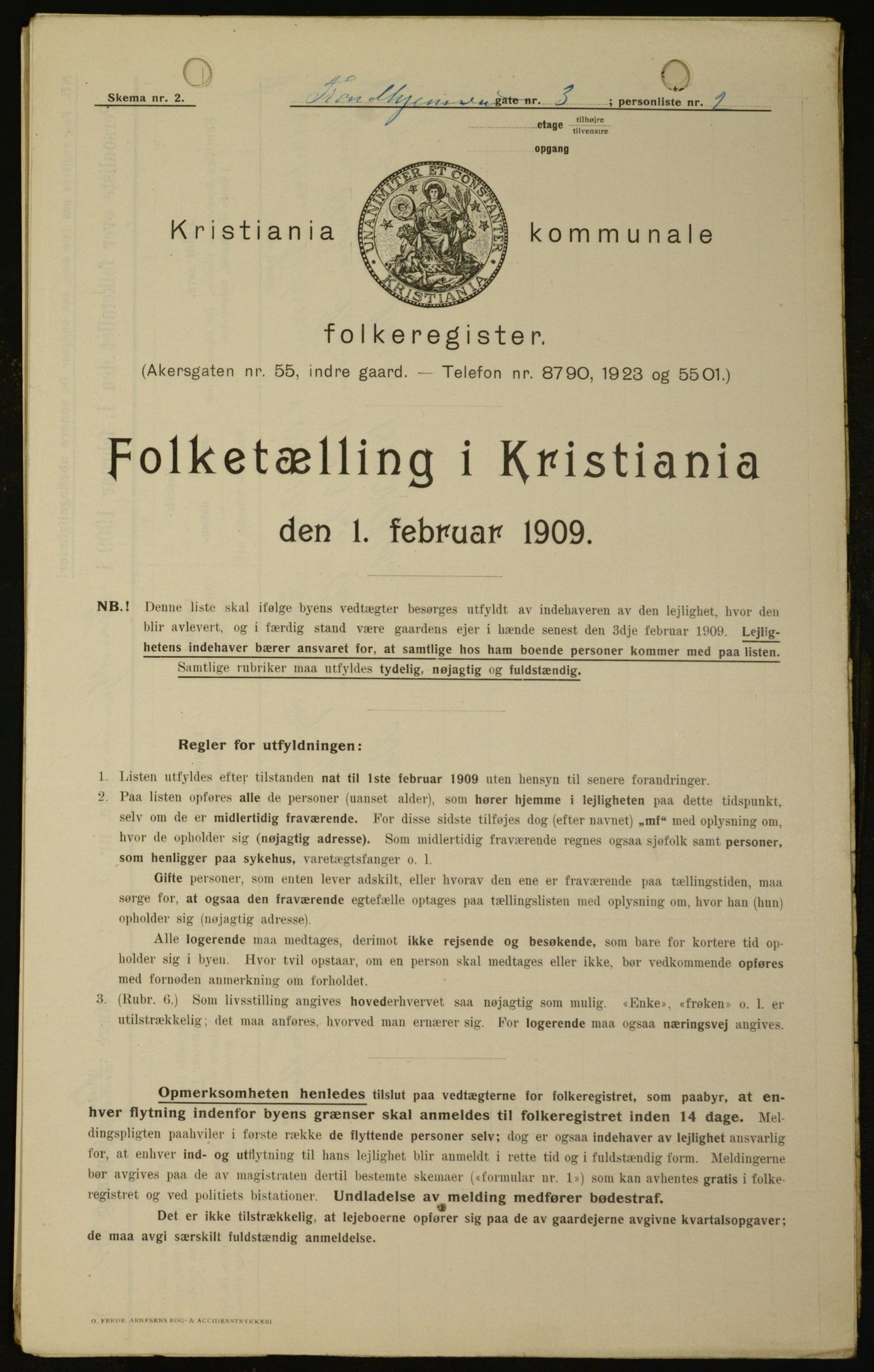 OBA, Kommunal folketelling 1.2.1909 for Kristiania kjøpstad, 1909, s. 105209