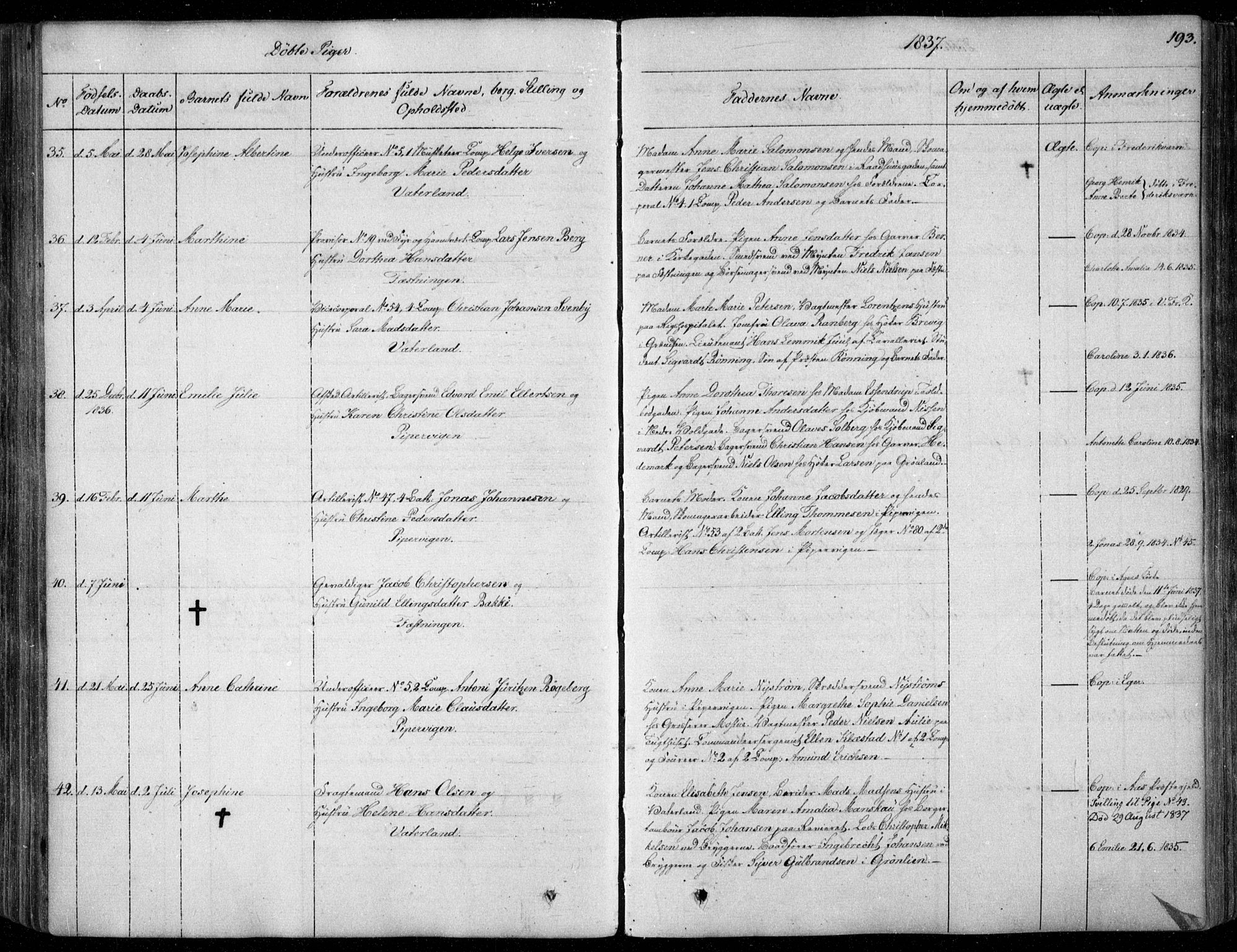 Garnisonsmenigheten Kirkebøker, SAO/A-10846/F/Fa/L0006: Ministerialbok nr. 6, 1828-1841, s. 193