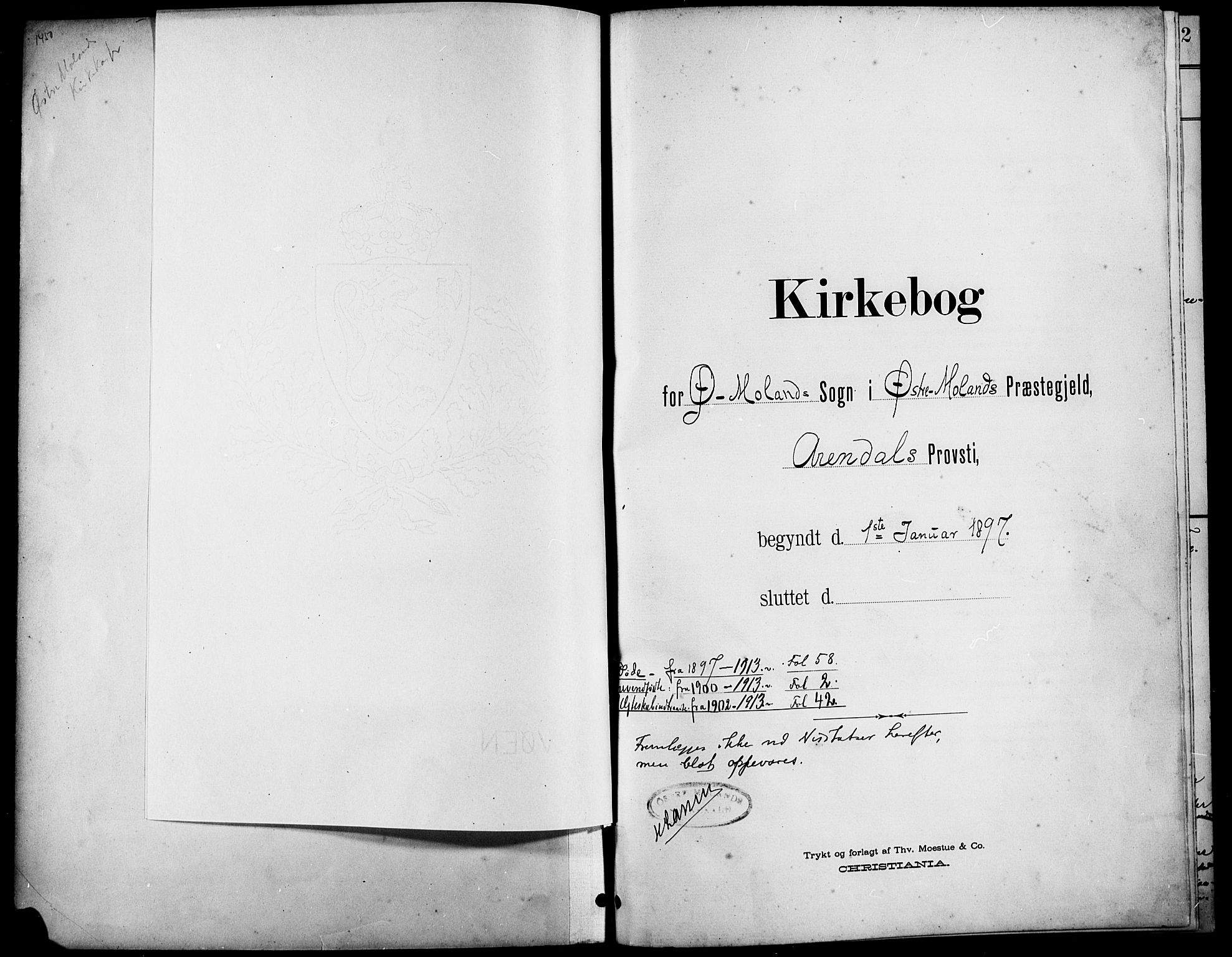 Austre Moland sokneprestkontor, SAK/1111-0001/F/Fb/Fba/L0004: Klokkerbok nr. B 4a, 1897-1913