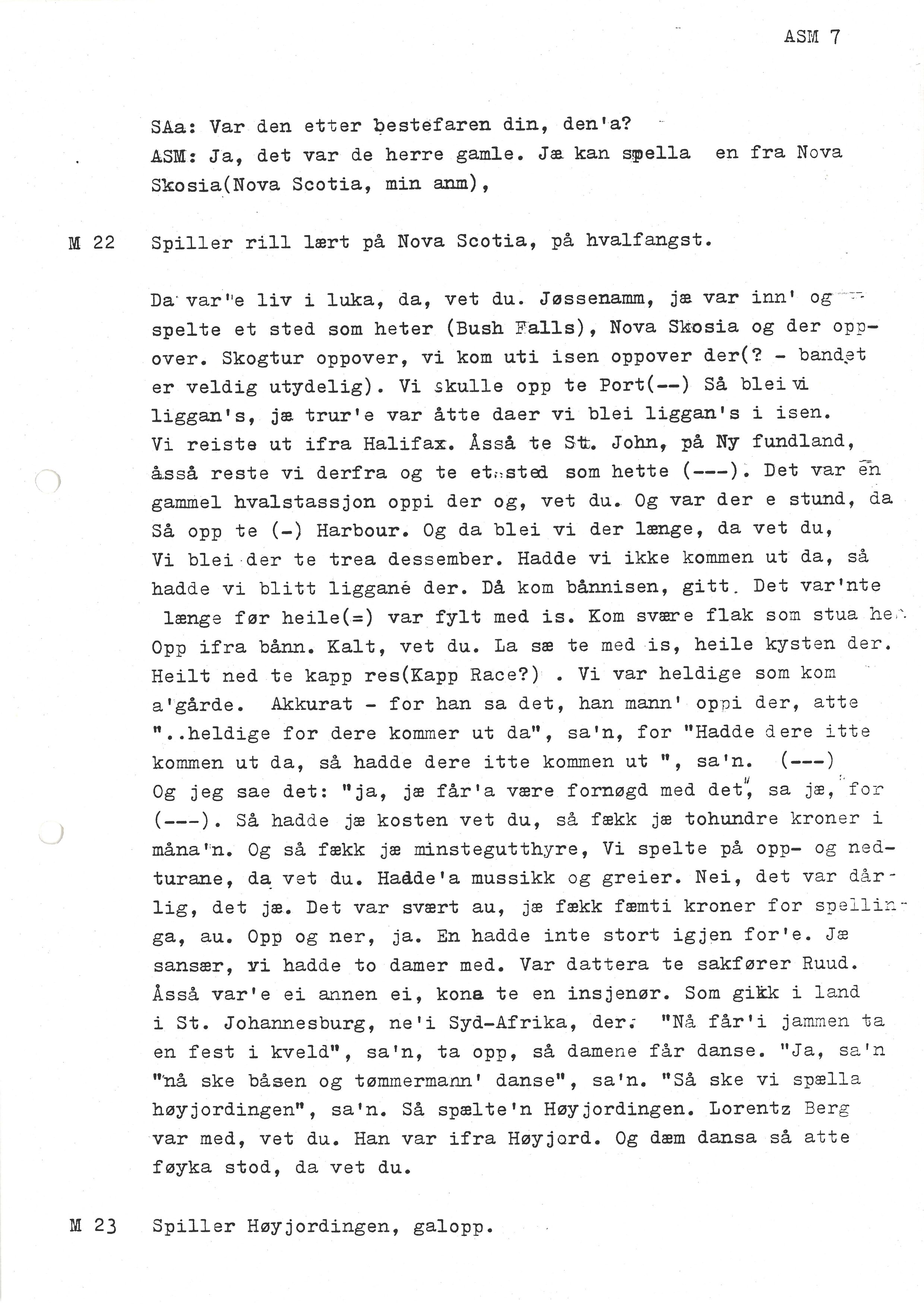 Sa 16 - Folkemusikk fra Vestfold, Gjerdesamlingen, VEMU/A-1868/I/L0001: Informantregister med intervjunedtegnelser, 1979-1986