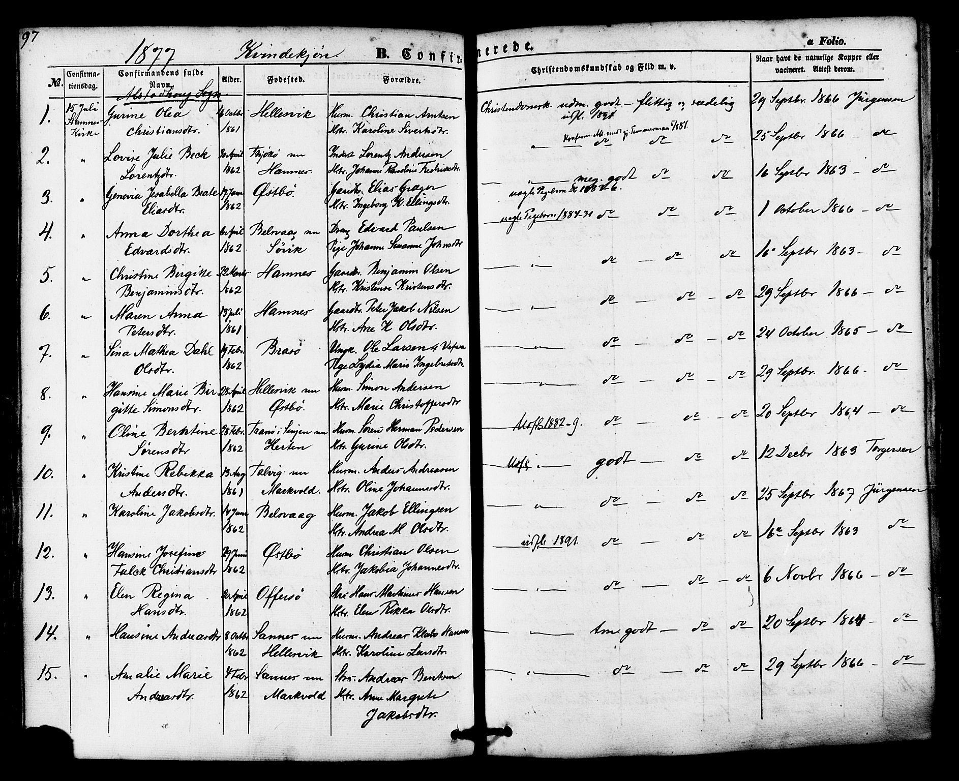 Ministerialprotokoller, klokkerbøker og fødselsregistre - Nordland, SAT/A-1459/830/L0448: Ministerialbok nr. 830A12, 1855-1878, s. 97