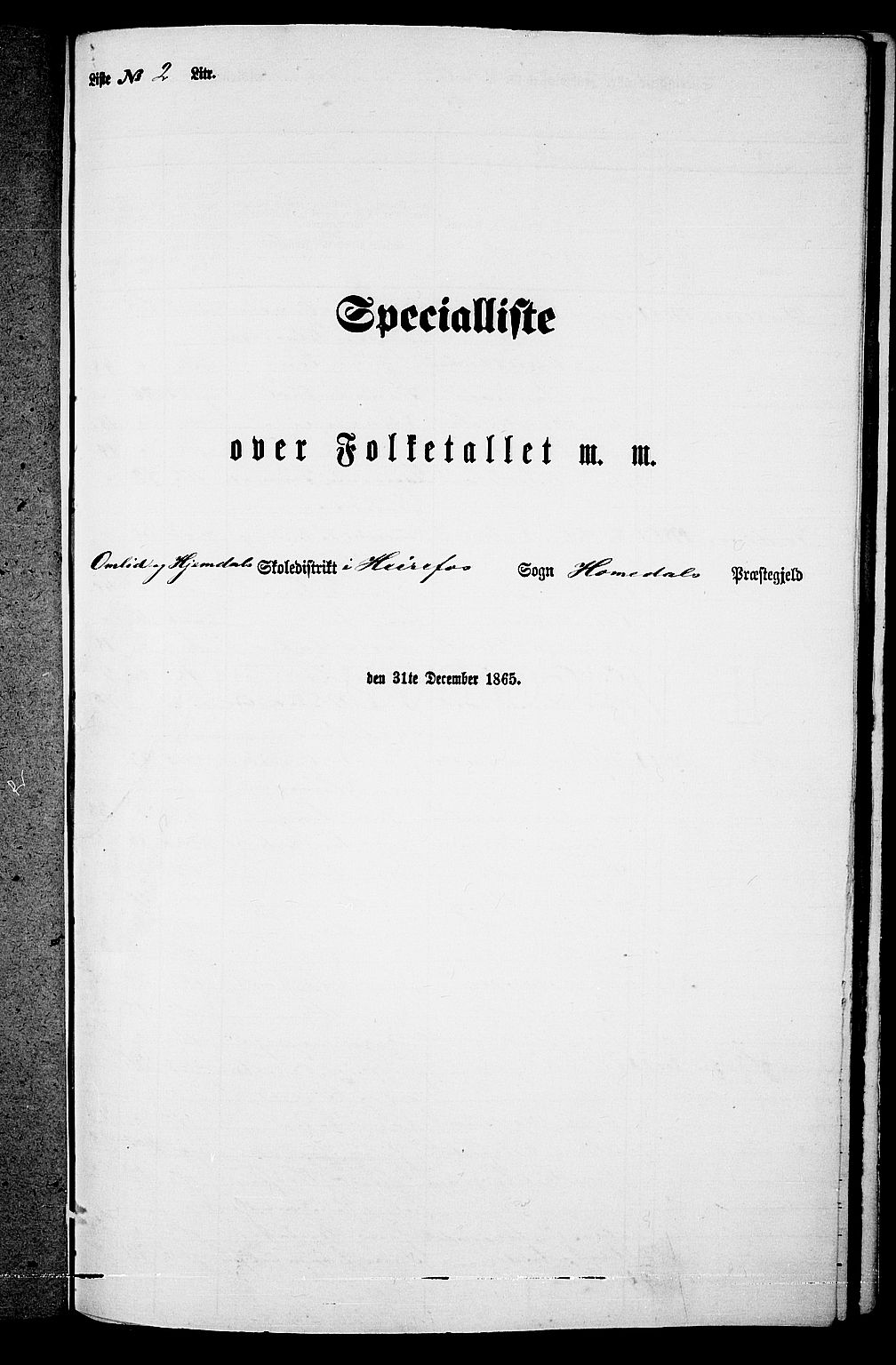 RA, Folketelling 1865 for 0924P Homedal prestegjeld, 1865, s. 152