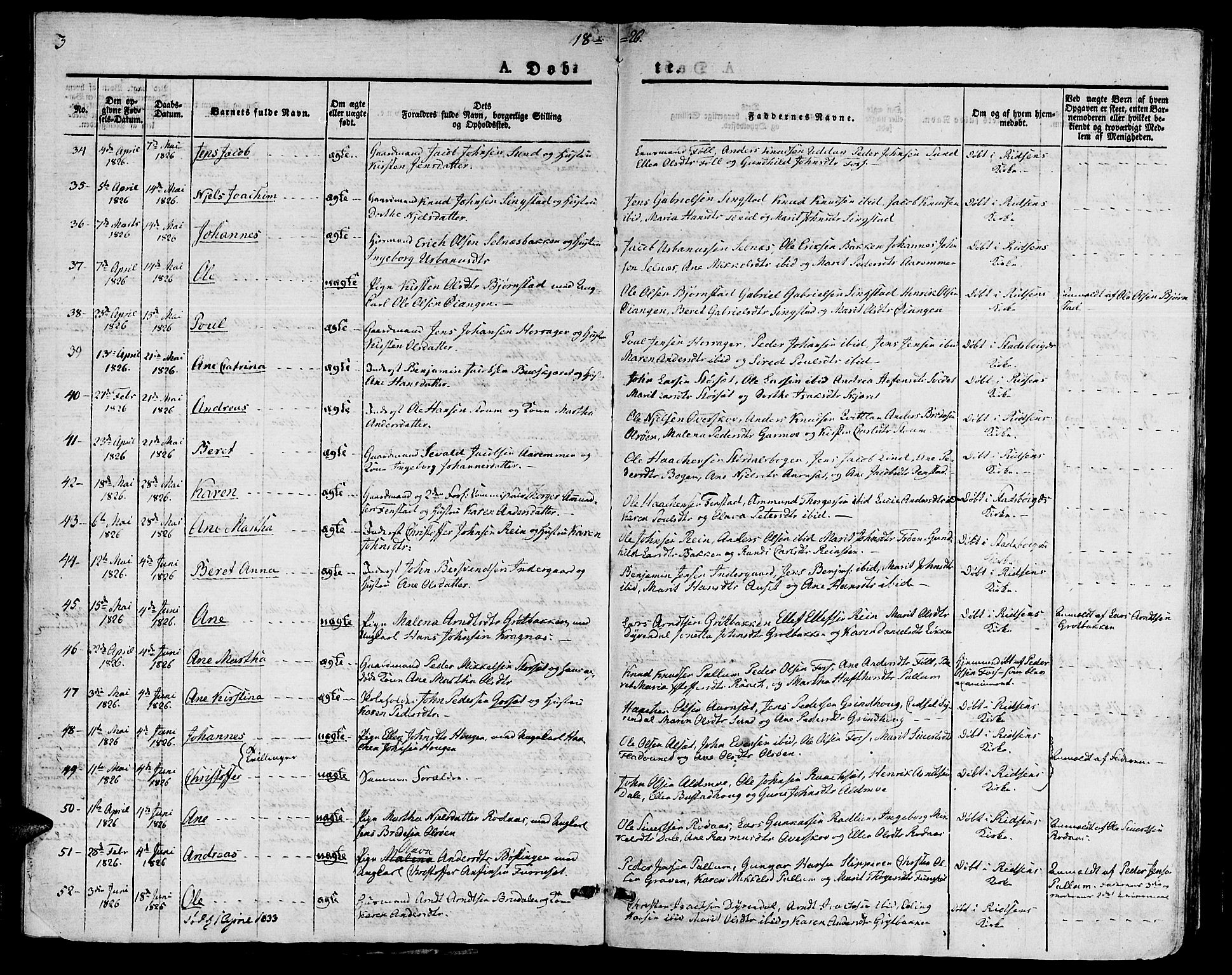 Ministerialprotokoller, klokkerbøker og fødselsregistre - Sør-Trøndelag, AV/SAT-A-1456/646/L0609: Ministerialbok nr. 646A07, 1826-1838, s. 3