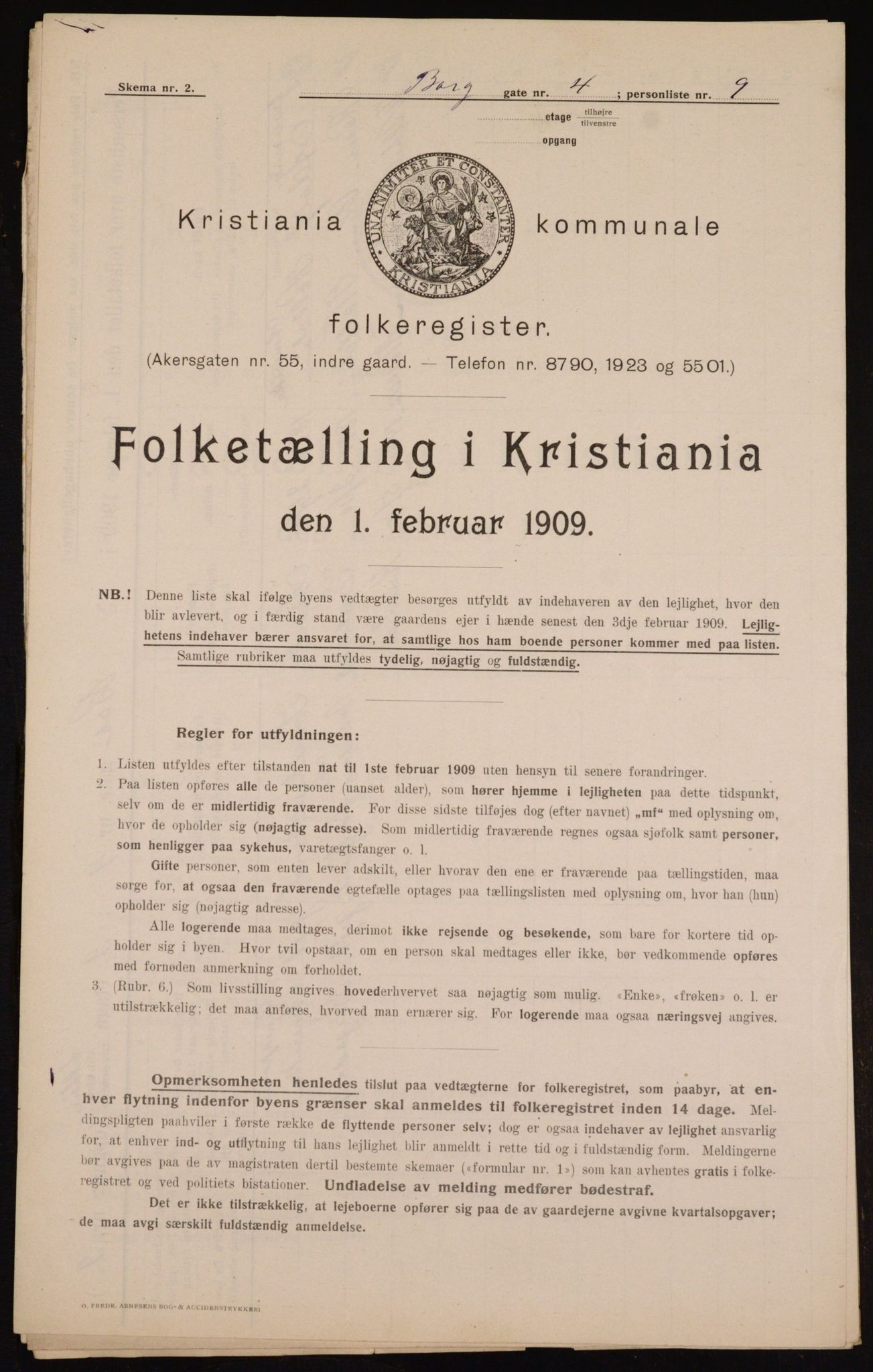 OBA, Kommunal folketelling 1.2.1909 for Kristiania kjøpstad, 1909, s. 7228