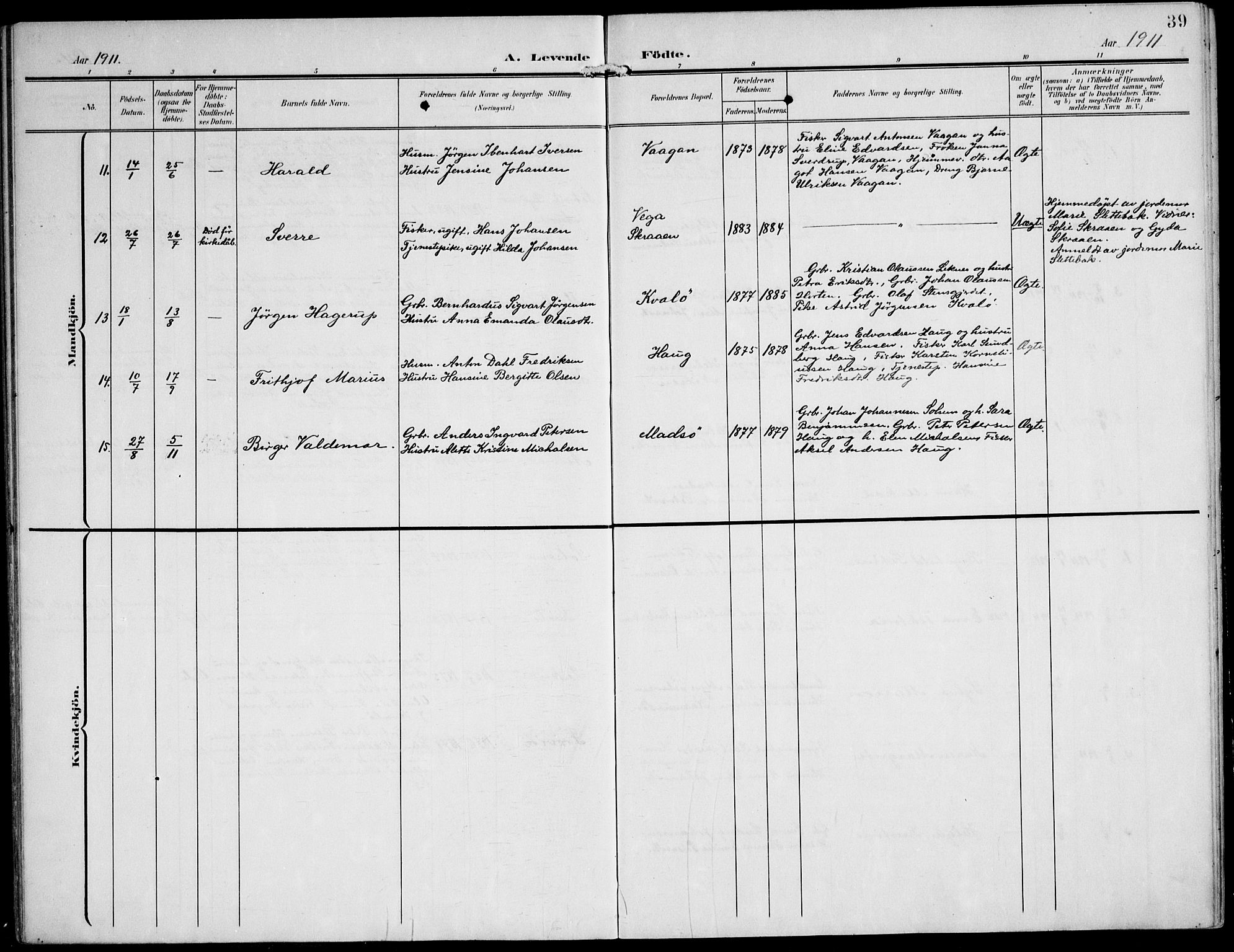 Ministerialprotokoller, klokkerbøker og fødselsregistre - Nord-Trøndelag, AV/SAT-A-1458/788/L0698: Ministerialbok nr. 788A05, 1902-1921, s. 39